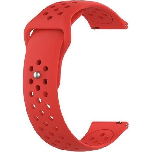 Honor Magicwatch 2 46 Mm Için Delikli Silikon Kordon Kırmızı