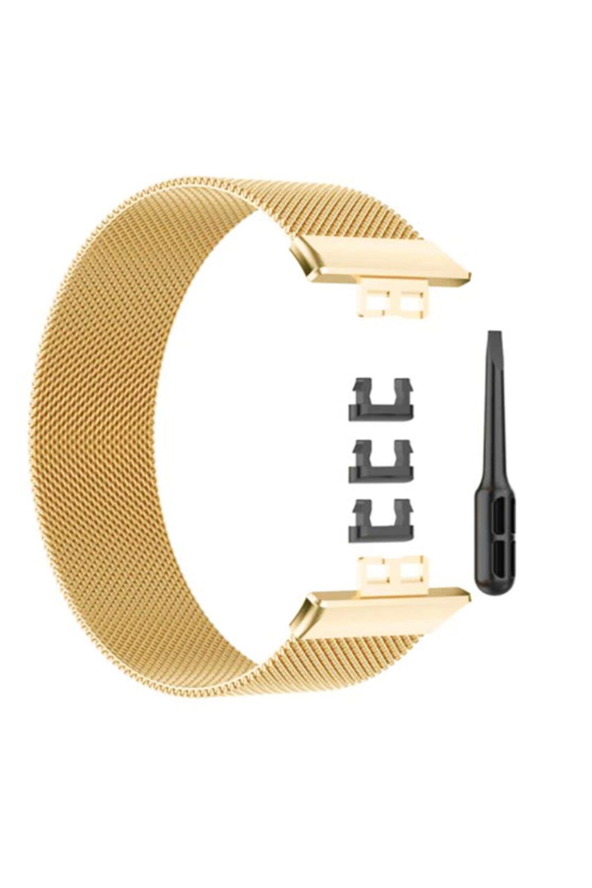 Huawei Watch Fit Elegant Için Pimli Metal Mıknatıslı Milanese Kordon Lacivert