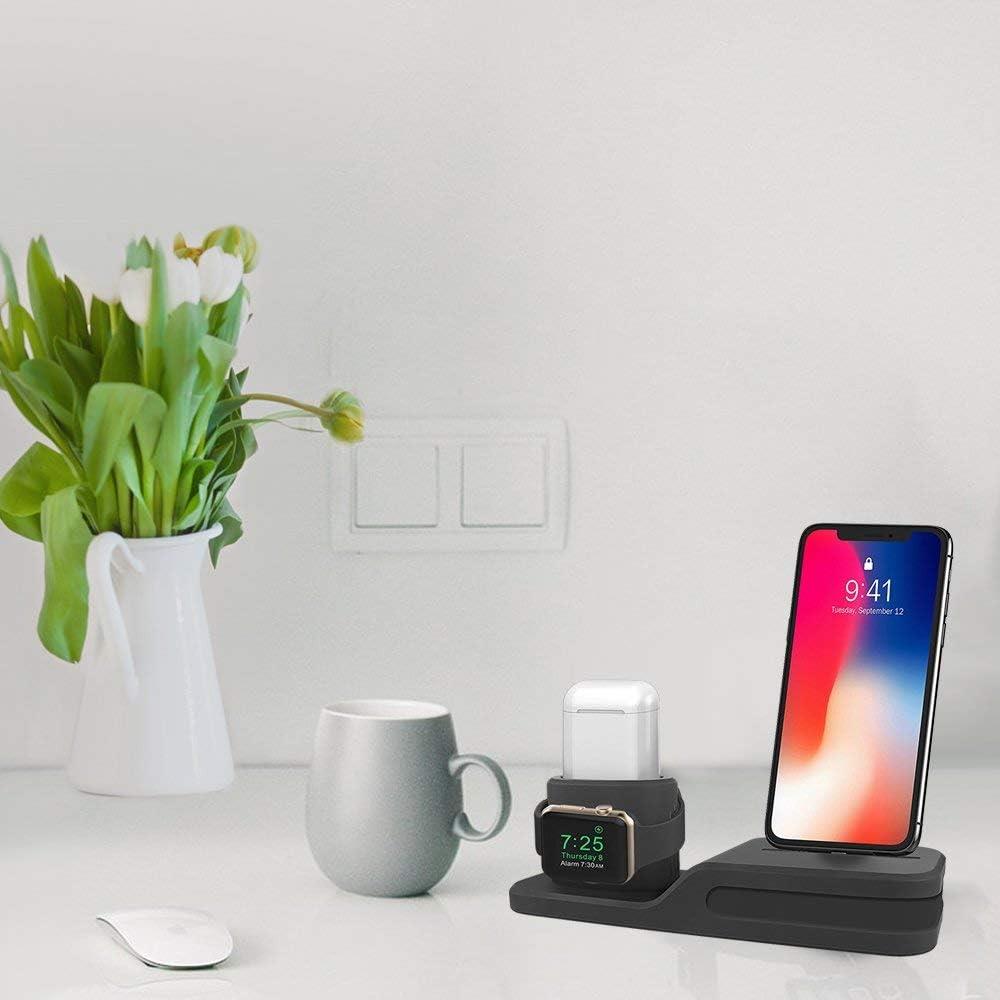 Markacase Apple Watch & Iphone &; Air Pods ile Uyumlu Silikon Dock Stand