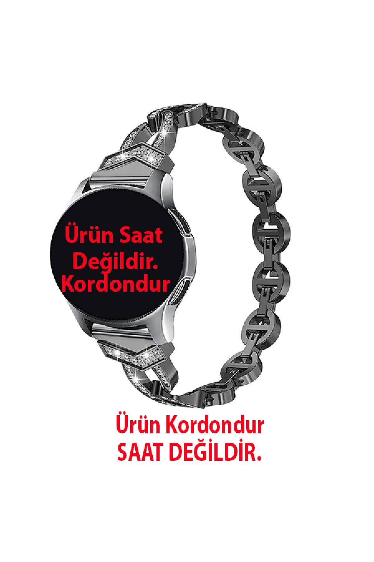 Realme Watch S - S Pro Için Pırlanta Görünümlü Taşlı Zincir Kordon Gümüş