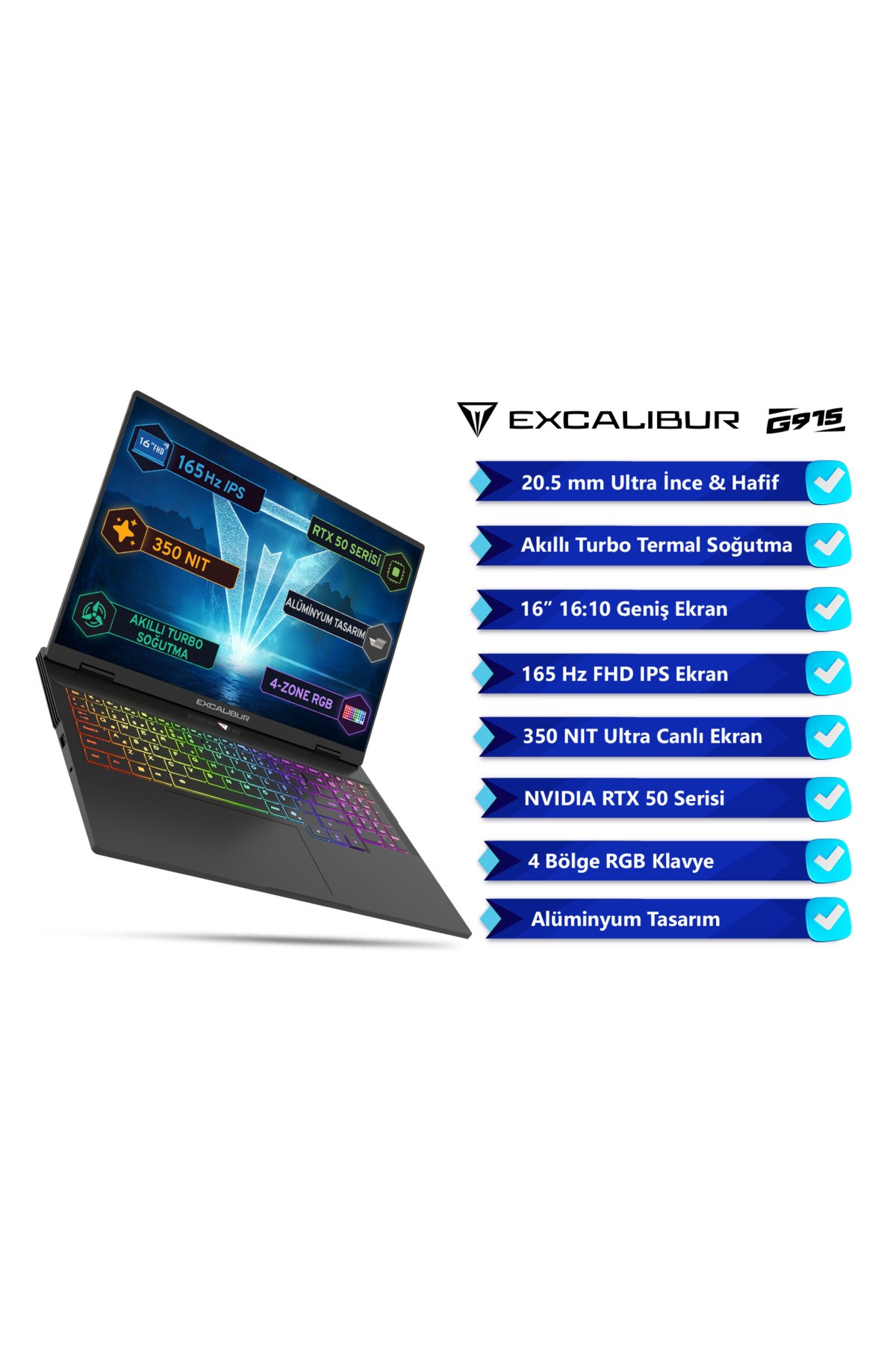 Casper Excalibur G915 Intel Core i7 13620H 32GB 1TB SSD RTX5060 Freedos 16