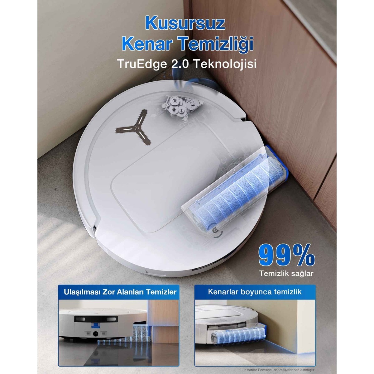 Ecovacs Deebot DEX68-13EC T80 Omni White Robot Süpürge ve Paspas 20.000PA Zerotangle 3.0 75°c Sıcak Sulu Paspas Yıkama