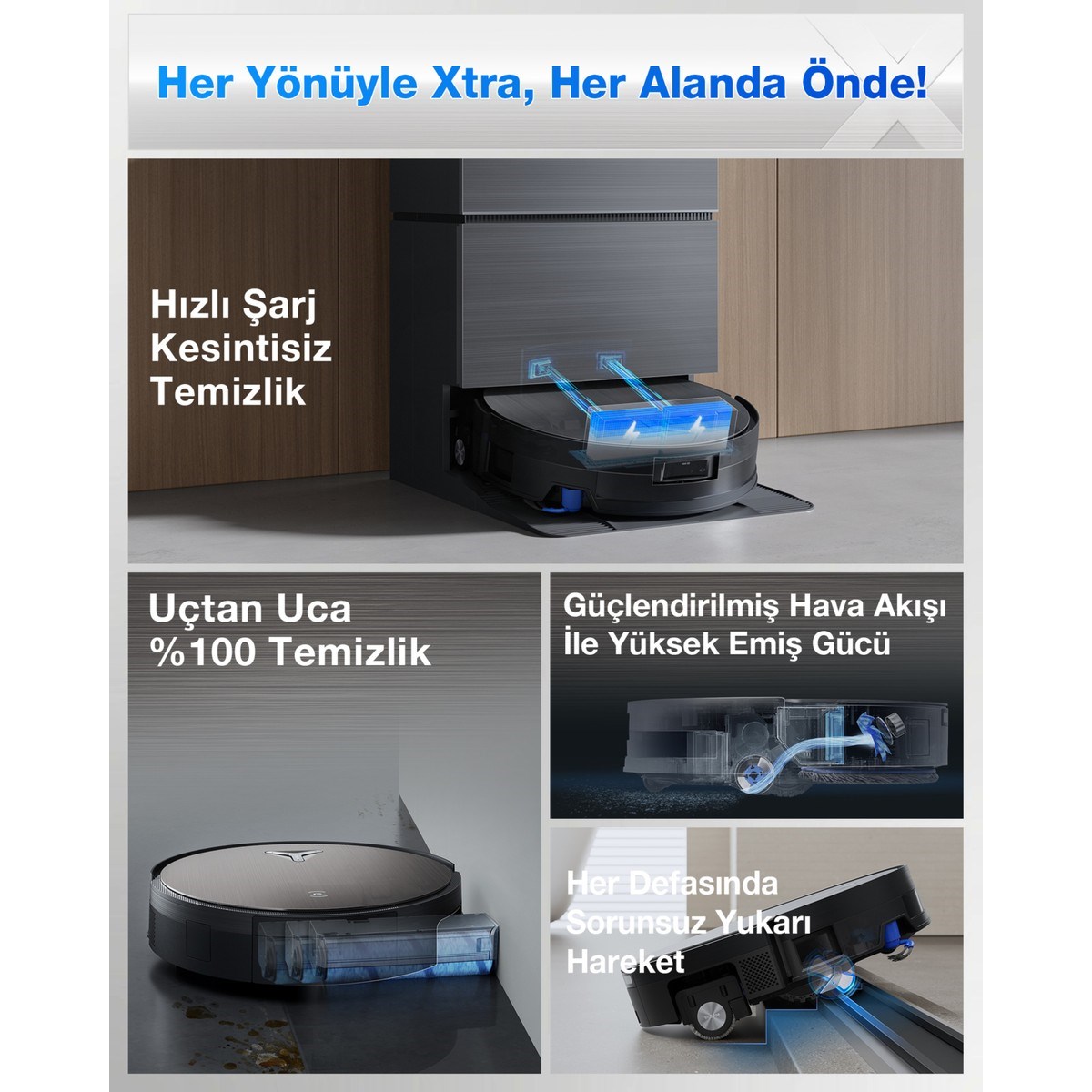 Ecovacs Deebot DEX99-11EC X11 Pro Black Omni Robot Süpürge ve Paspas PowerBoost