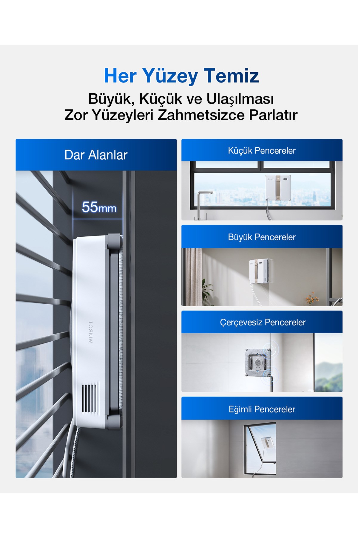 Ecovacs Winbot WG841-01 Mini Grey Cam Silme Robotu