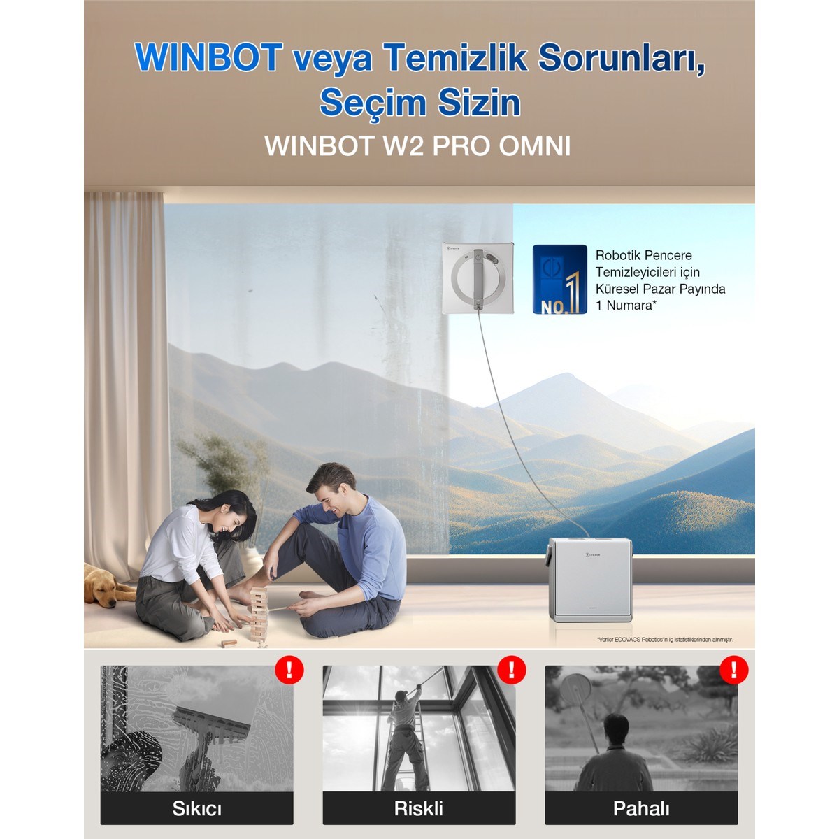 Ecovacs Winbot WG851-11 W2 Pro Omni Cam Silme Robotu
