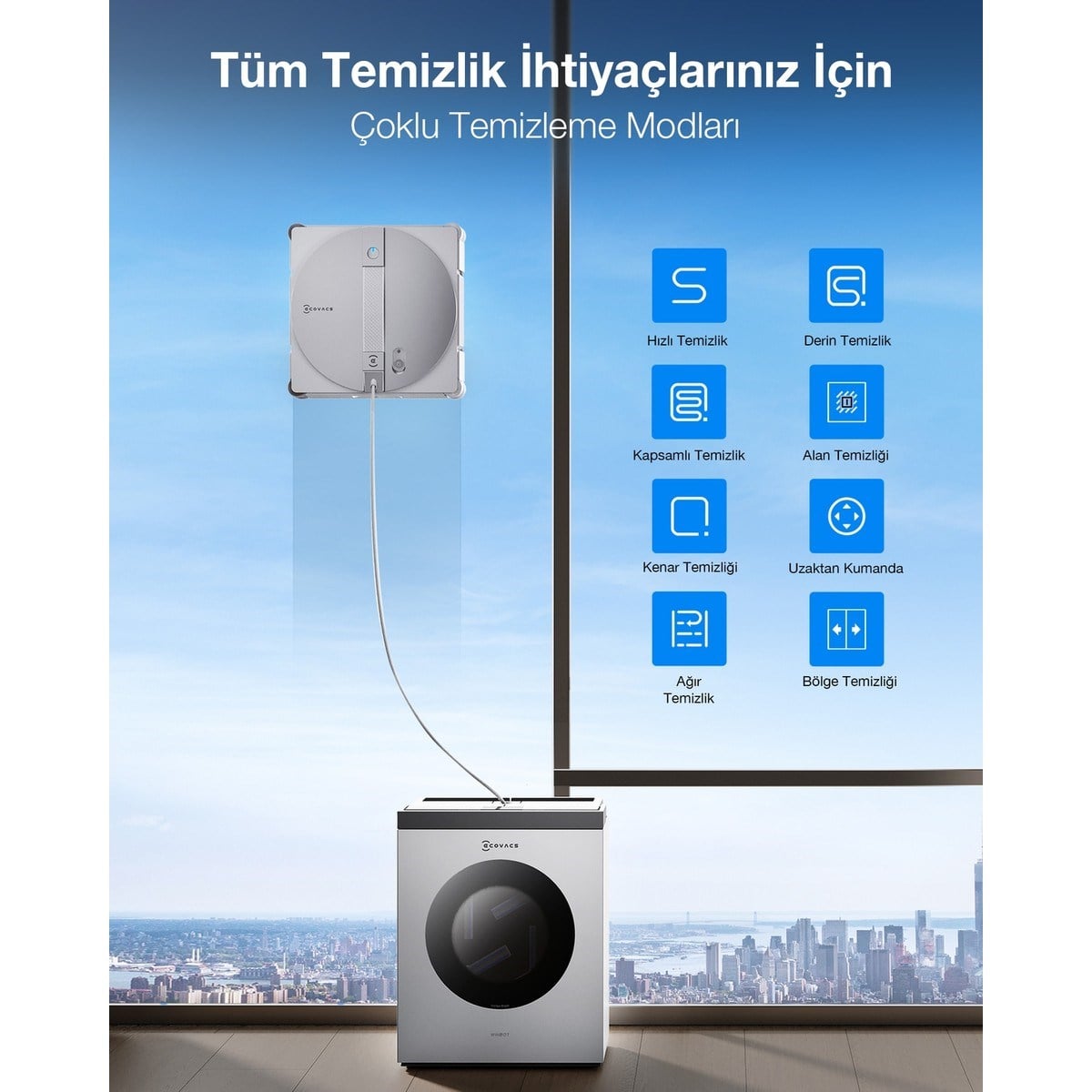 Ecovacs Winbot WG858-07 W3 Omni Silver Gray Cam Silme Robotu