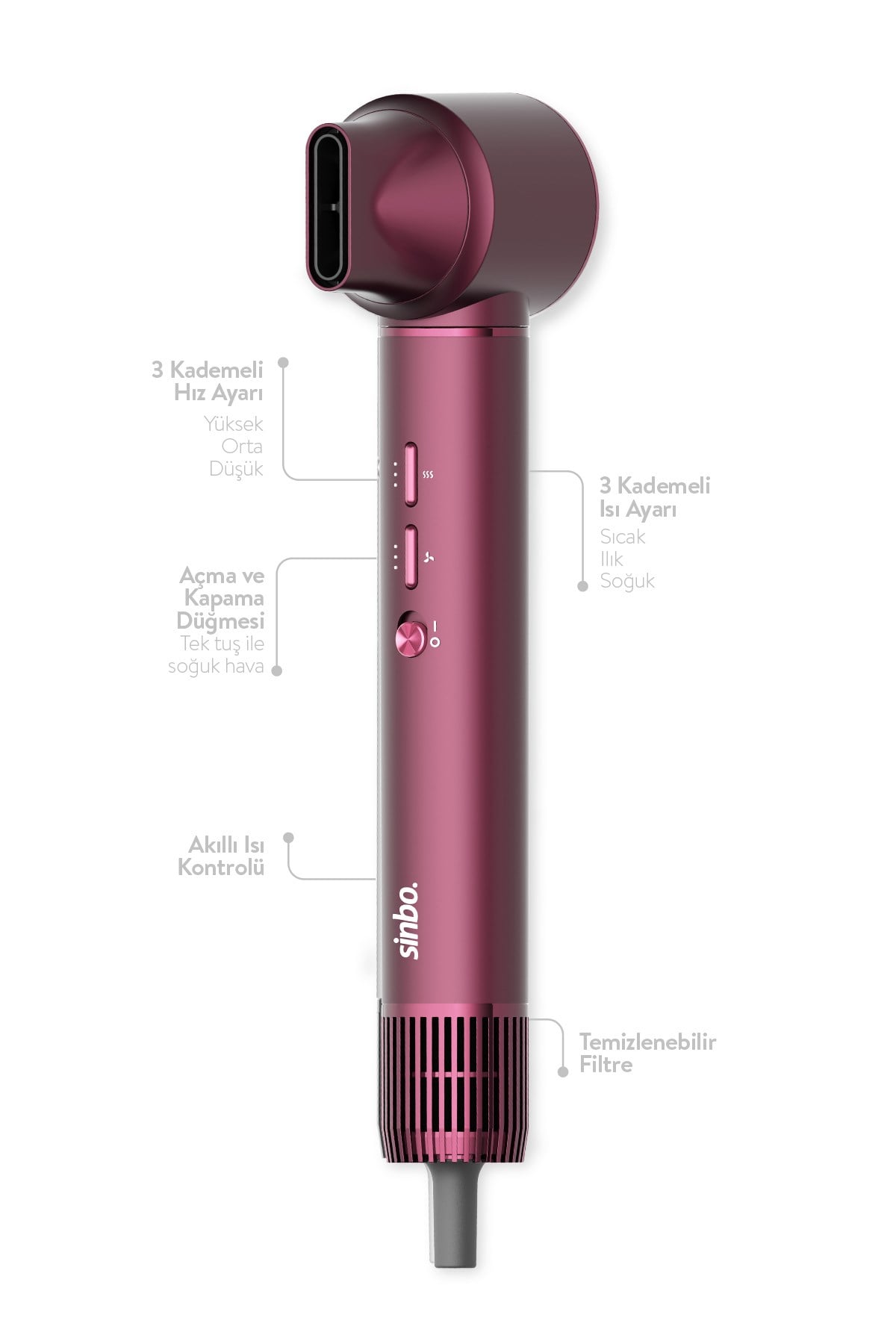 Pro Compact Uzun Multi-styler Hava Üfleme 5in1 Saç Şekillendirici Bldc Shd-1729 Royal Gilded Red