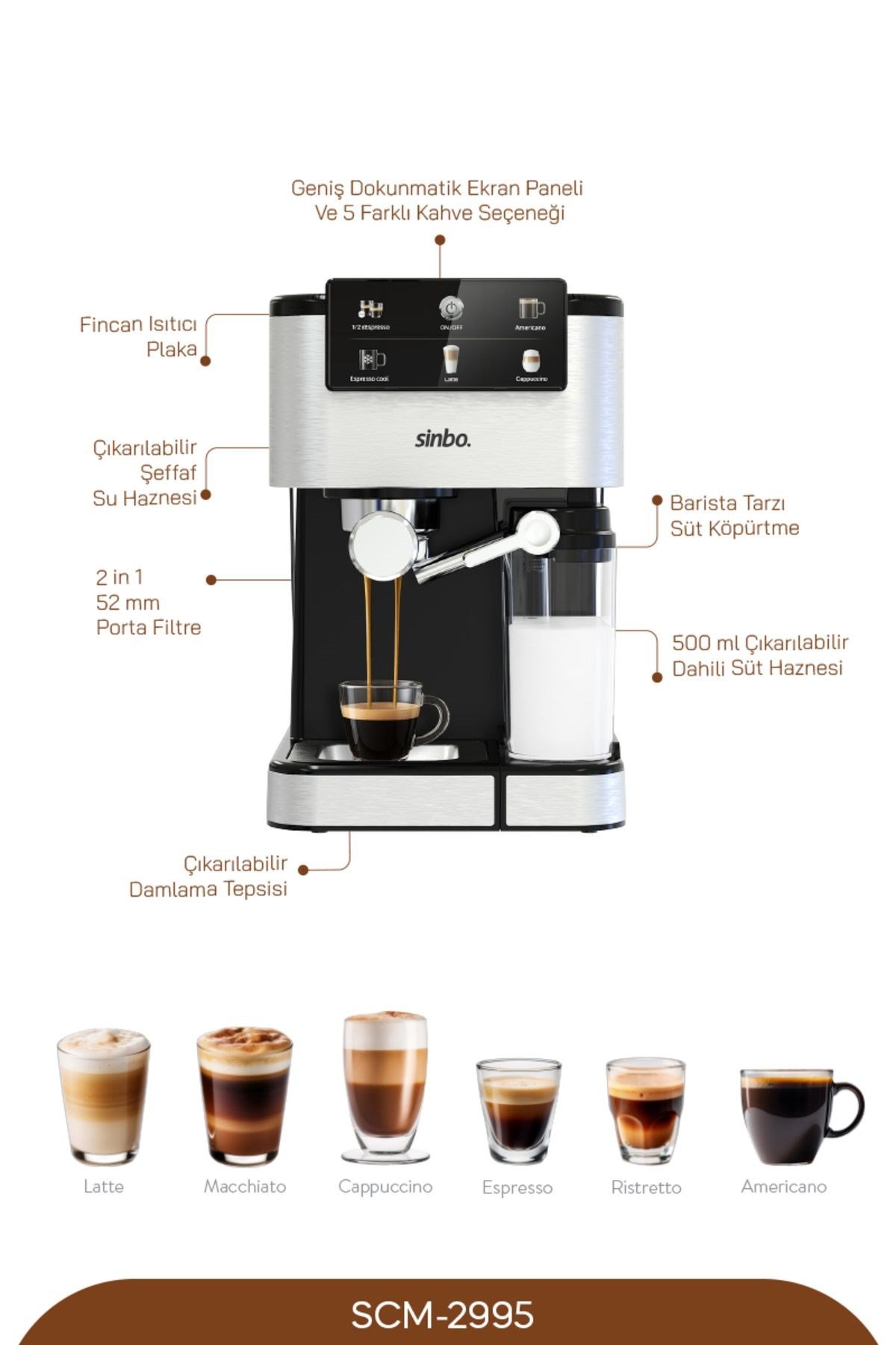 SİNBO SCM-2995 ESPRESSO KAHVE MAKİNASI 