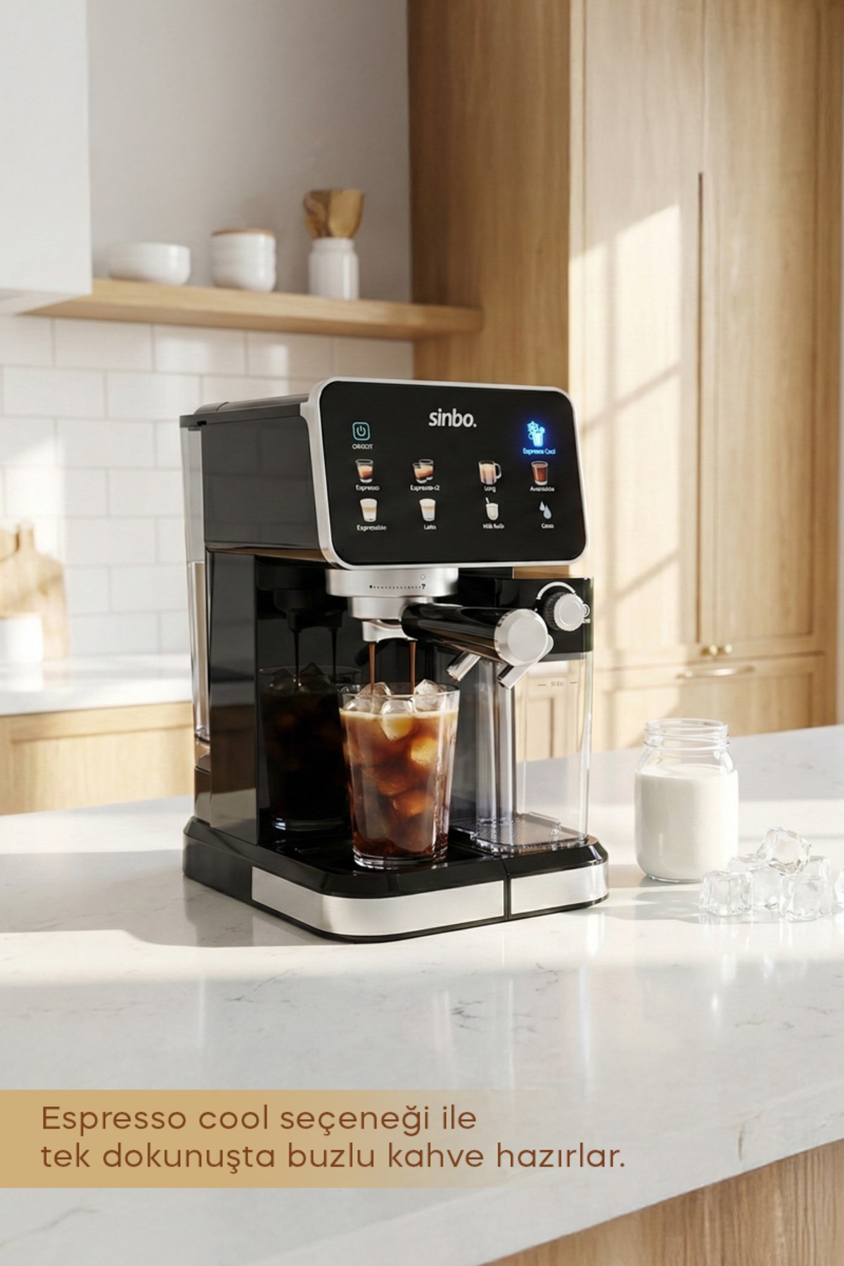 Sinbo Scm‑2995 Pro Kapsüllü & Toz Kahve Espresso Makinesi – 20 bar Basınç, Süt Haznesi, Dokunmatik