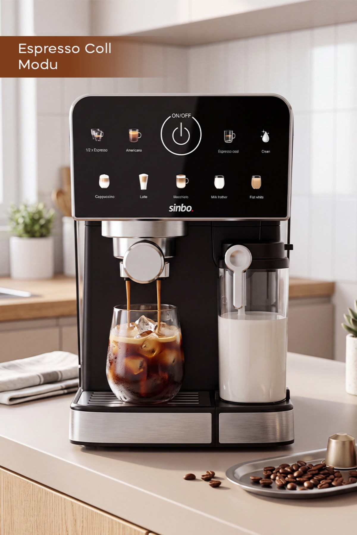 Sinbo SCM-3036 Pro 20 Bar Espresso Makinesi, 7 Kahve, Süt Hazneli, Kapsül Uyumlu