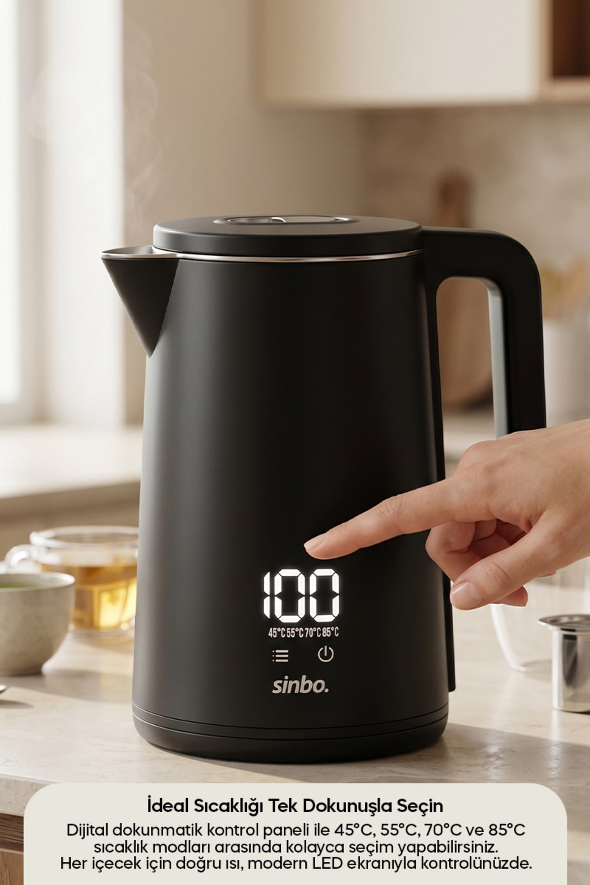 Sinbo SK-8042 Dokunmatik Kontrollü Dijital Kettle 1.8 L Sıcaklık Ayarlı Su Isıtıcı Kettle