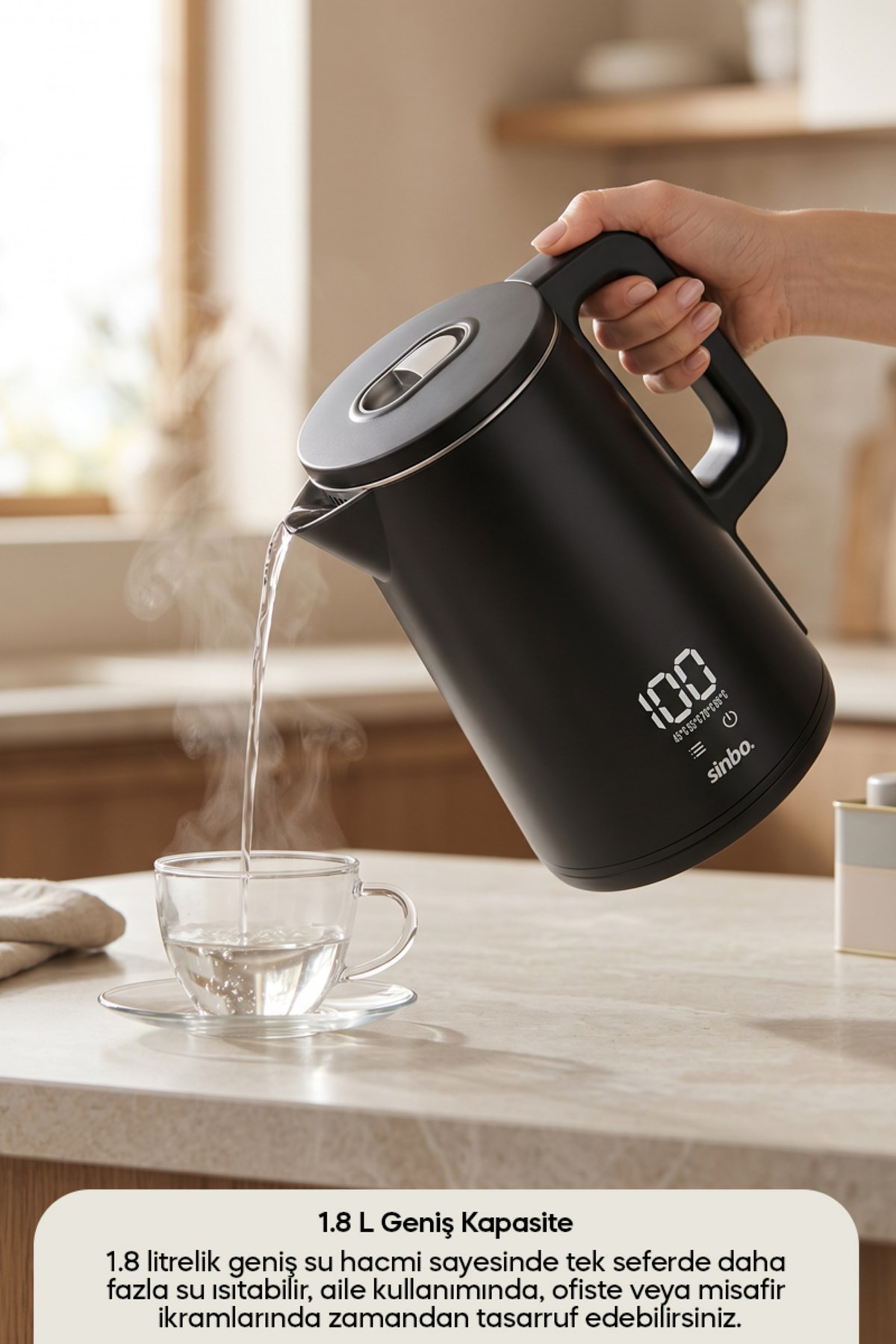 Sinbo SK-8042 Dokunmatik Kontrollü Dijital Kettle 1.8 L Sıcaklık Ayarlı Su Isıtıcı Kettle
