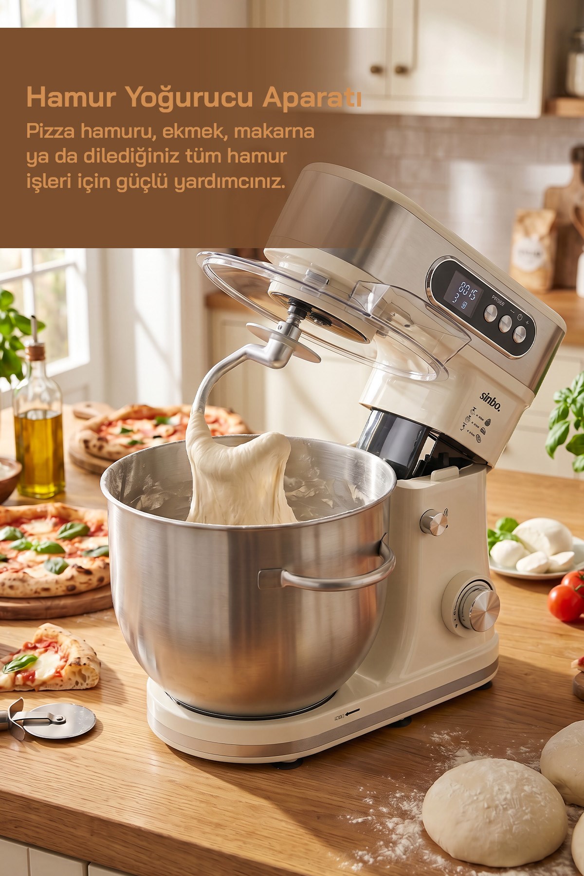 SİNBO SMX-2779 12L Dev Hazneli Dijital Ekranlı Zaman Ayarlı Stand Mikser 2000W