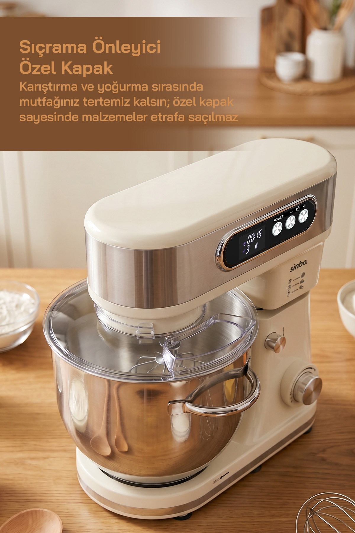 SİNBO SMX-2779 12L Dev Hazneli Dijital Ekranlı Zaman Ayarlı Stand Mikser 2000W