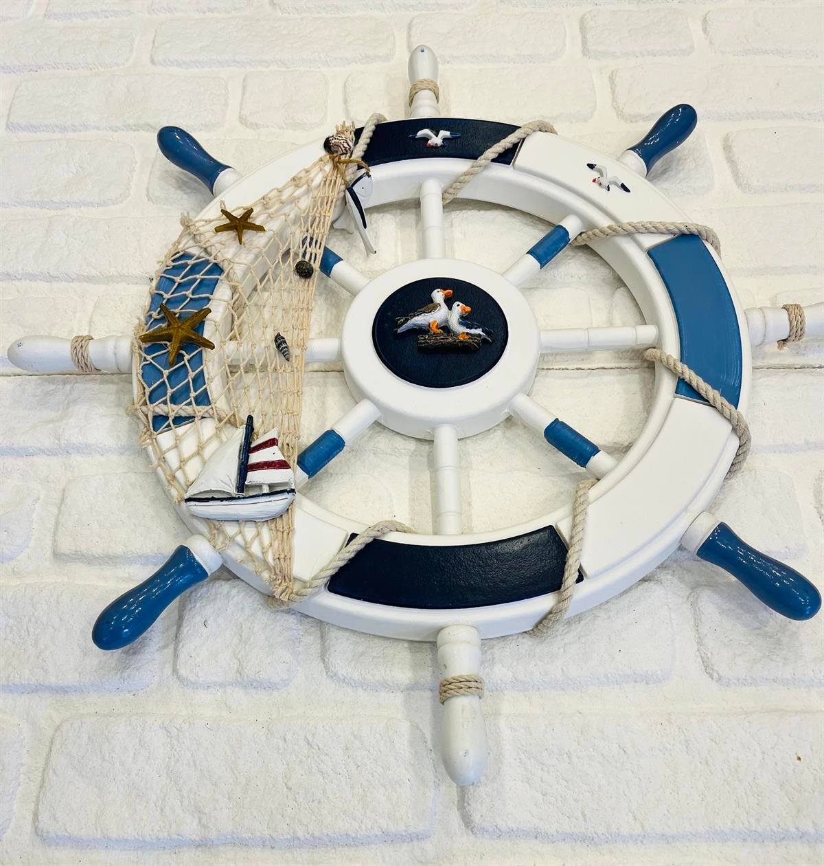 AHŞAP MARTILI YELKENLİ DÜMEN DUVAR DEKORU (60 CM)