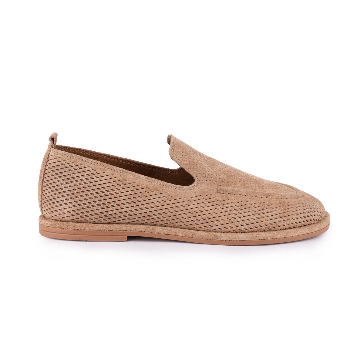 Hakiki Deri Modern Baskılı Babet Camel Süet 1018