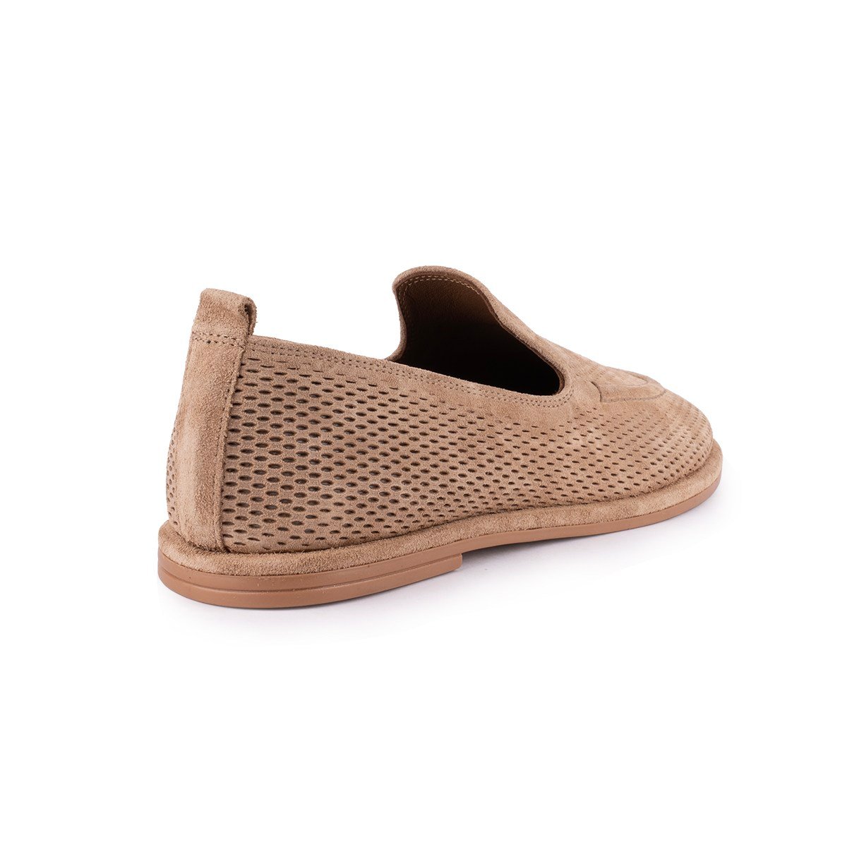 Hakiki Deri Modern Baskılı Babet Camel Süet 1018