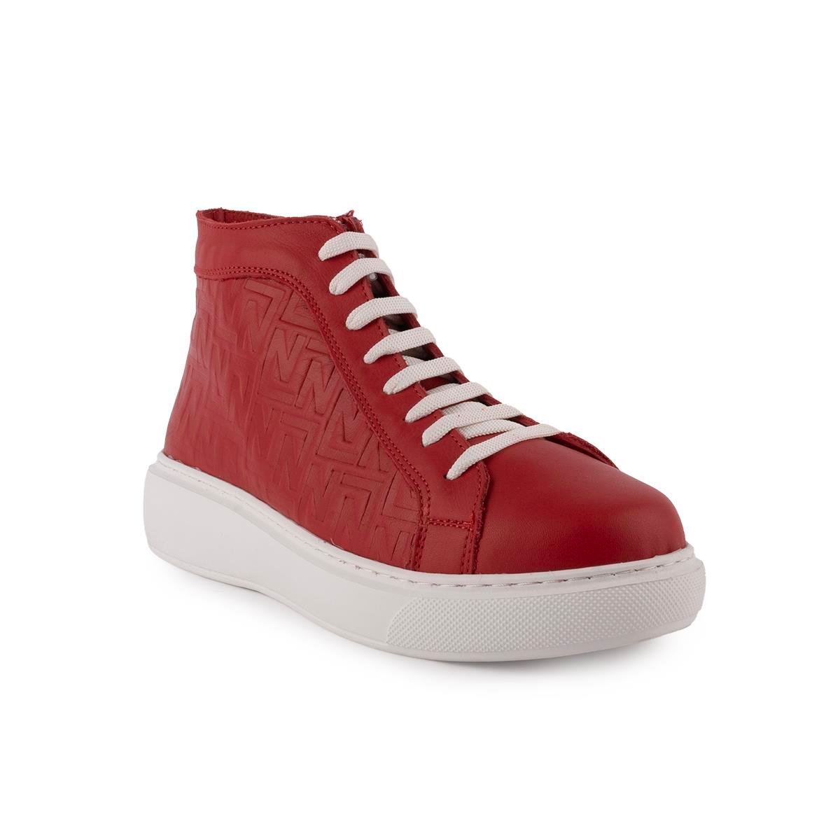 Modern Hakiki Deri Converse  Bot Kırmızı 1301