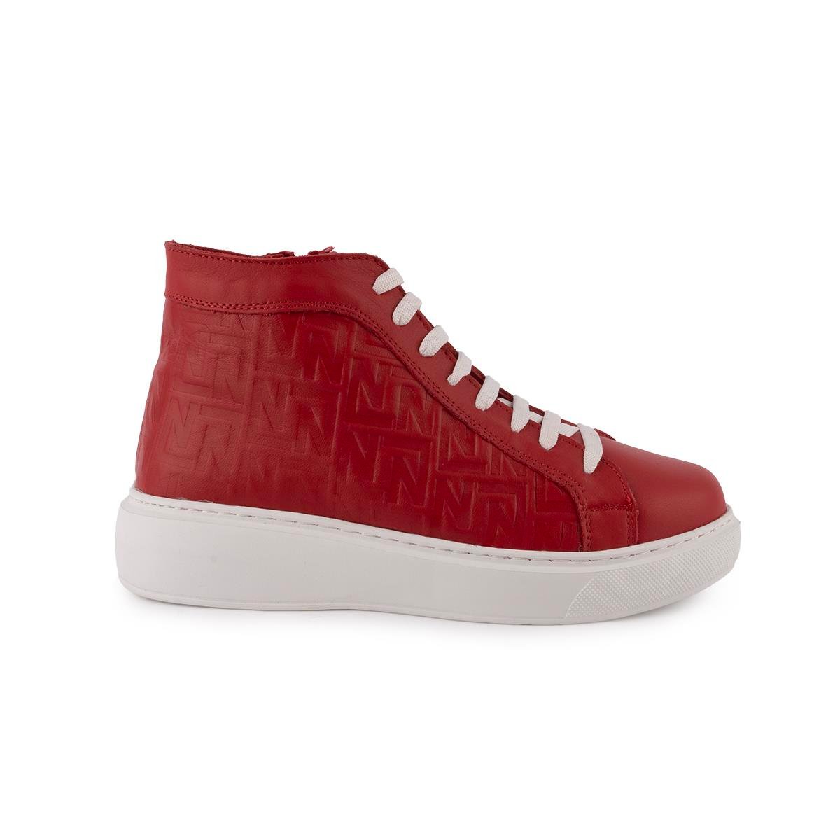 Modern Hakiki Deri Converse  Bot Kırmızı 1301