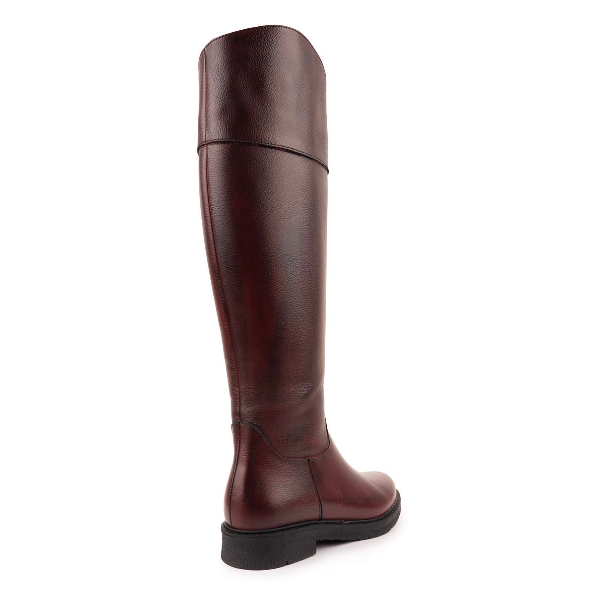Modern Rahat Sivri Stiletto Deri Çizme Bordo 13856