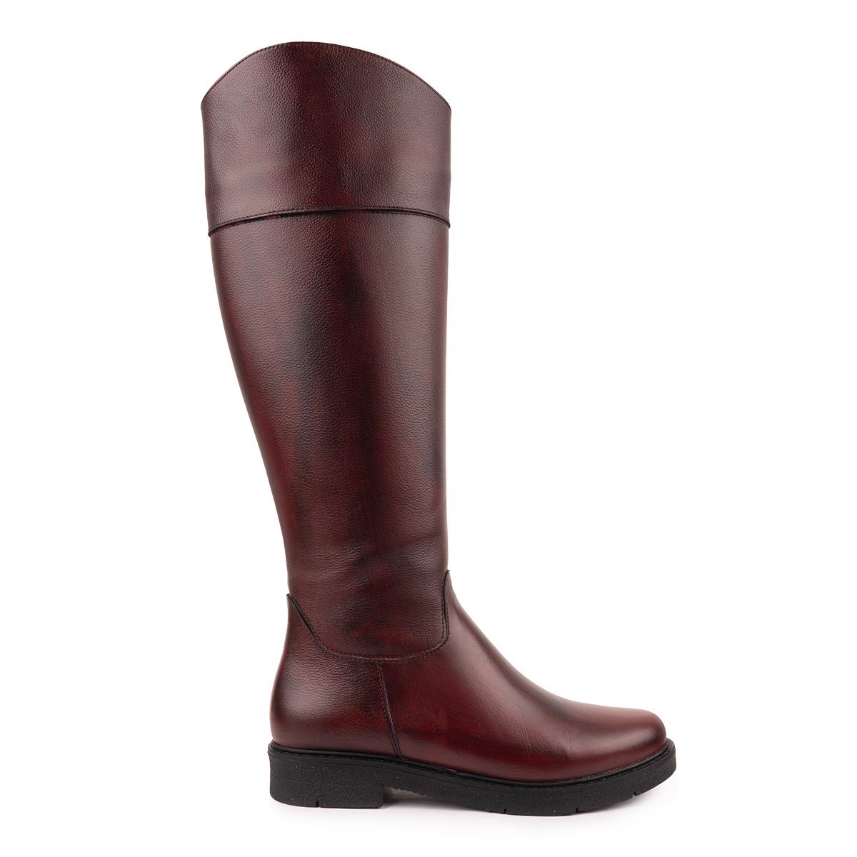 Modern Rahat Sivri Stiletto Deri Çizme Bordo 13856