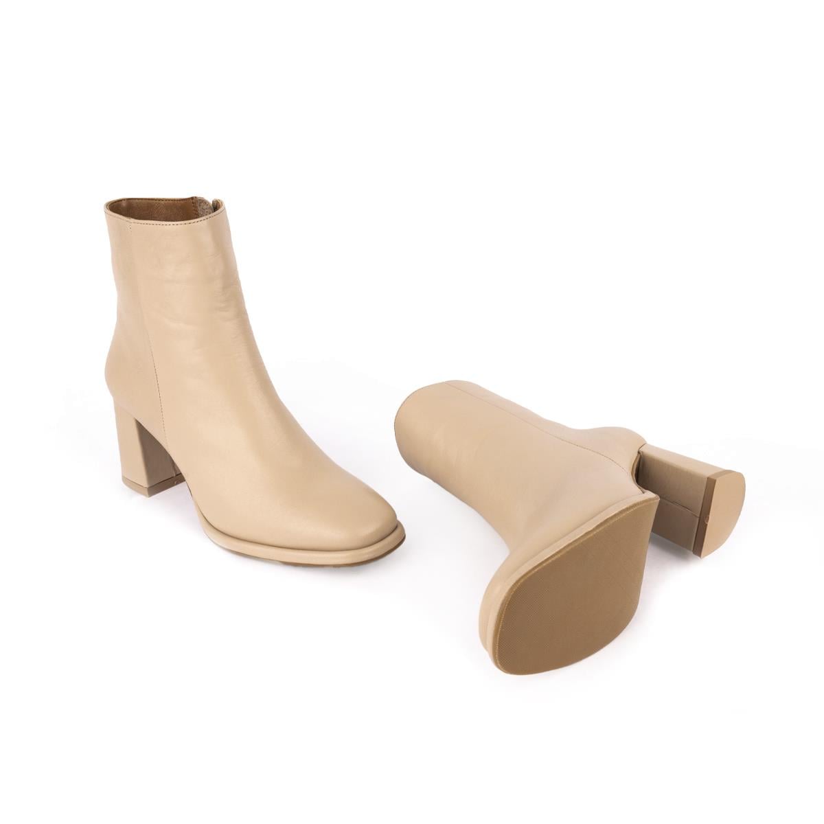 Sade Modern Rahat Topuklu Bot Bej 23201