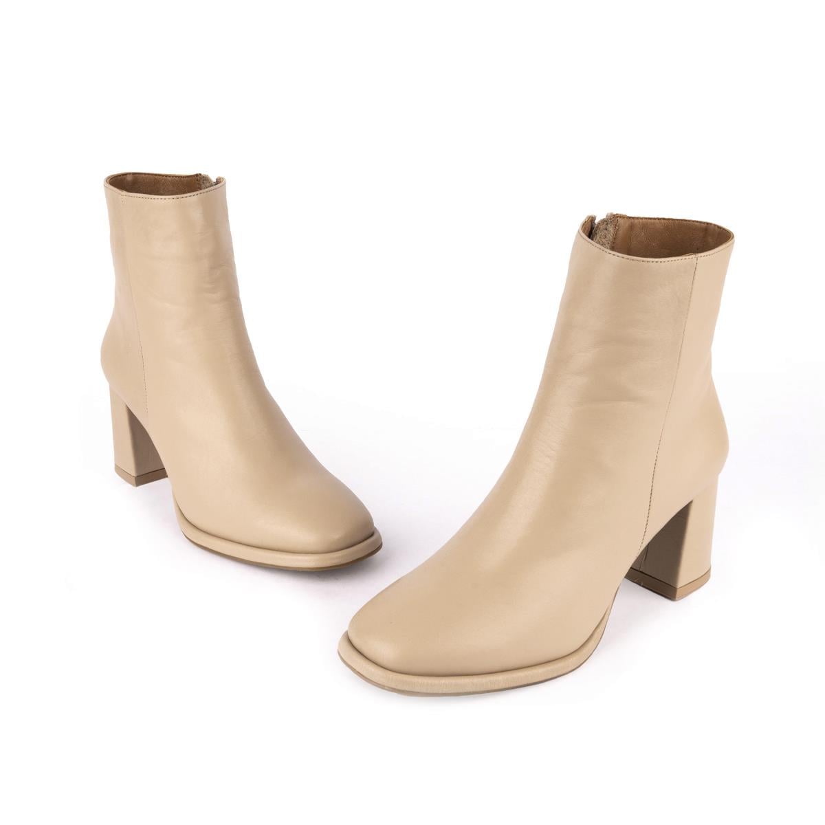 Sade Modern Rahat Topuklu Bot Bej 23201