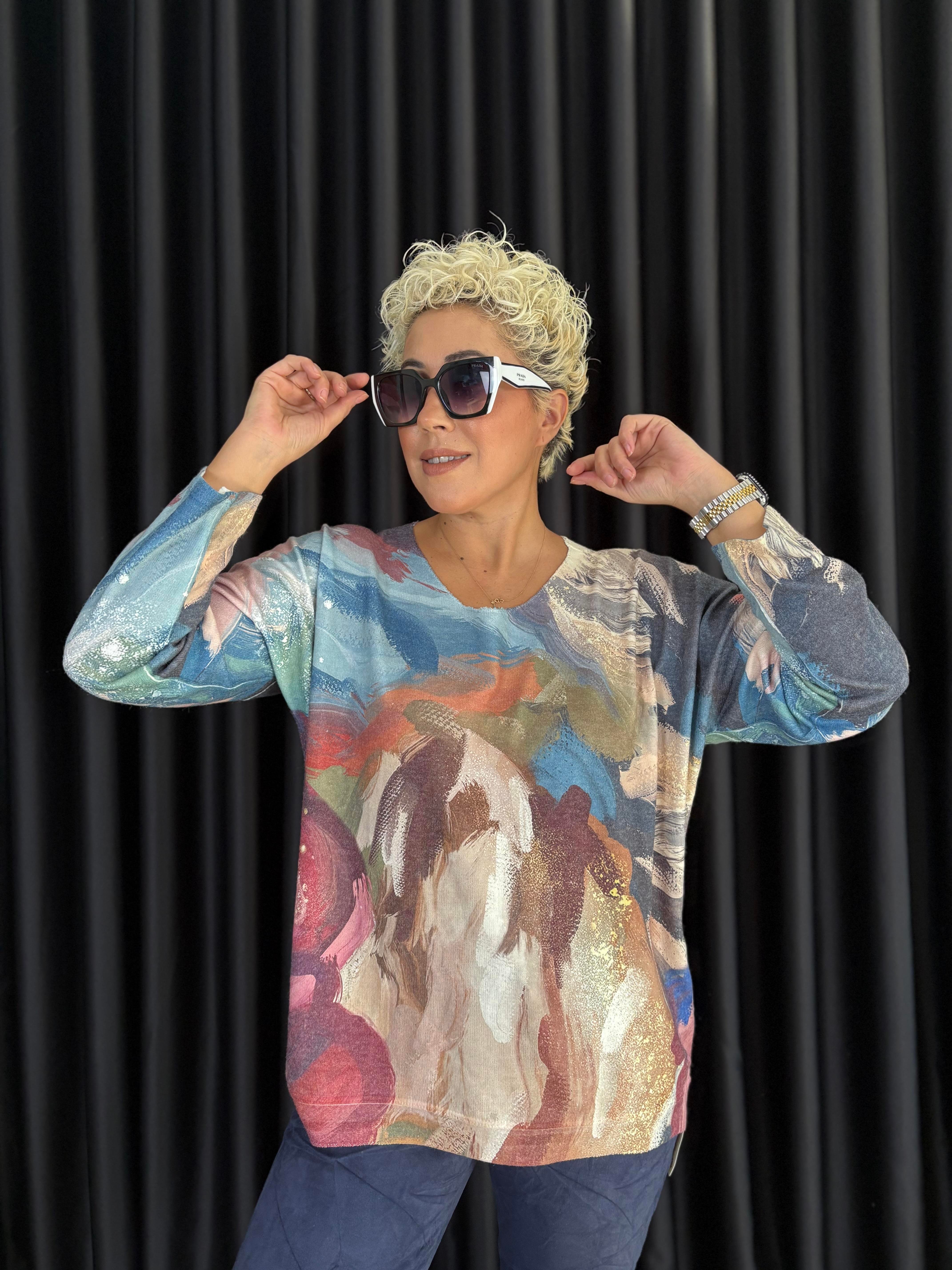 Angora Desenli Triko Bluz 2