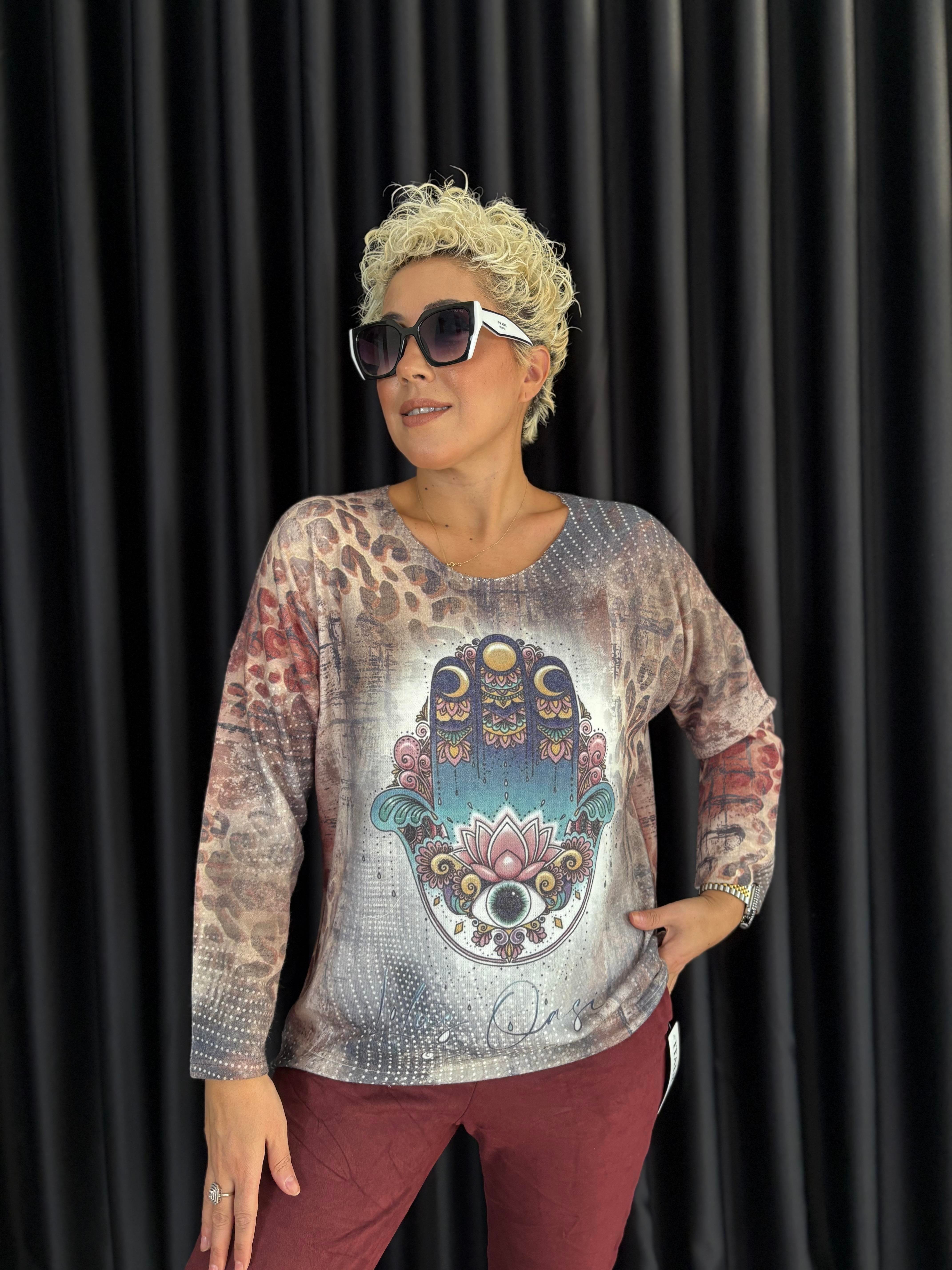 Angora Desenli Triko Bluz 4