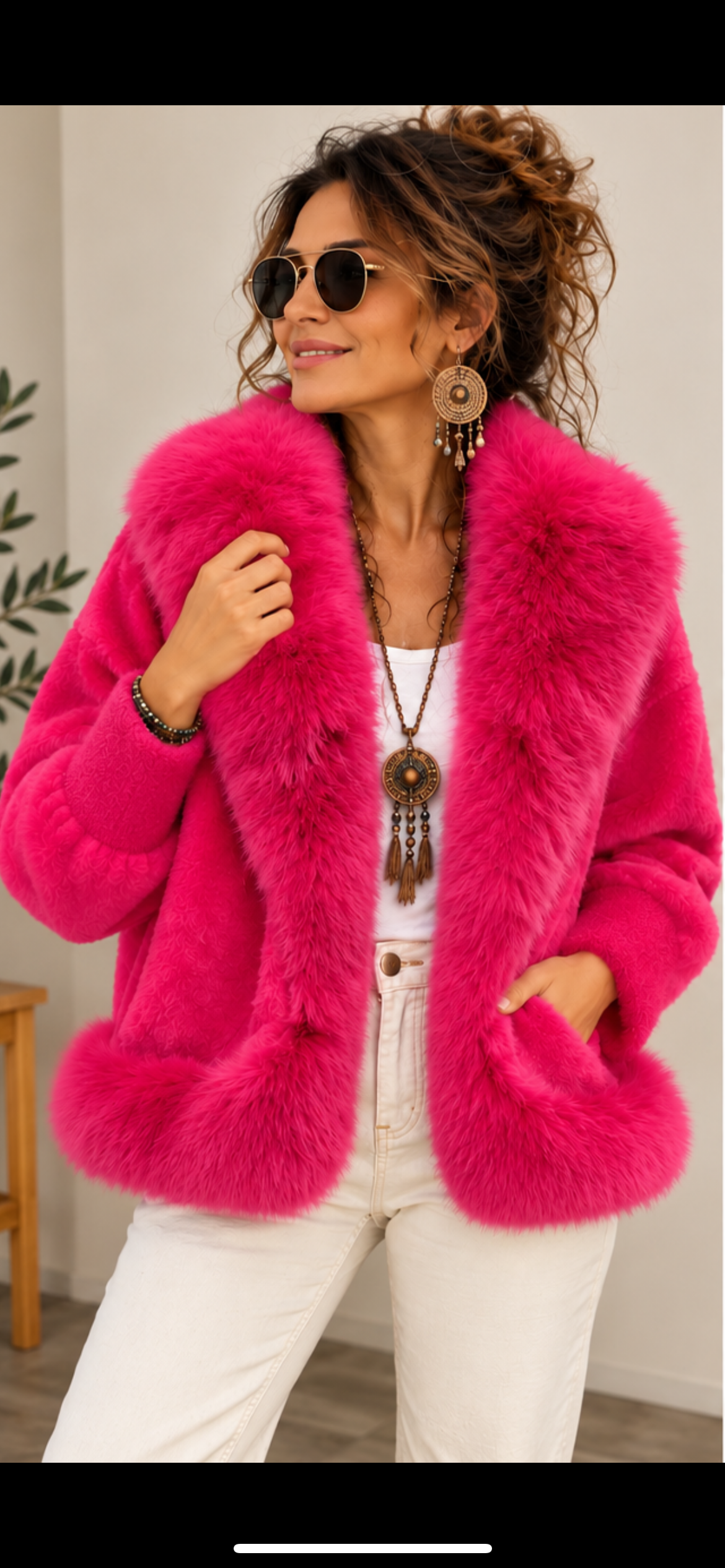 İthal Angora Kısa Pembe Kürk