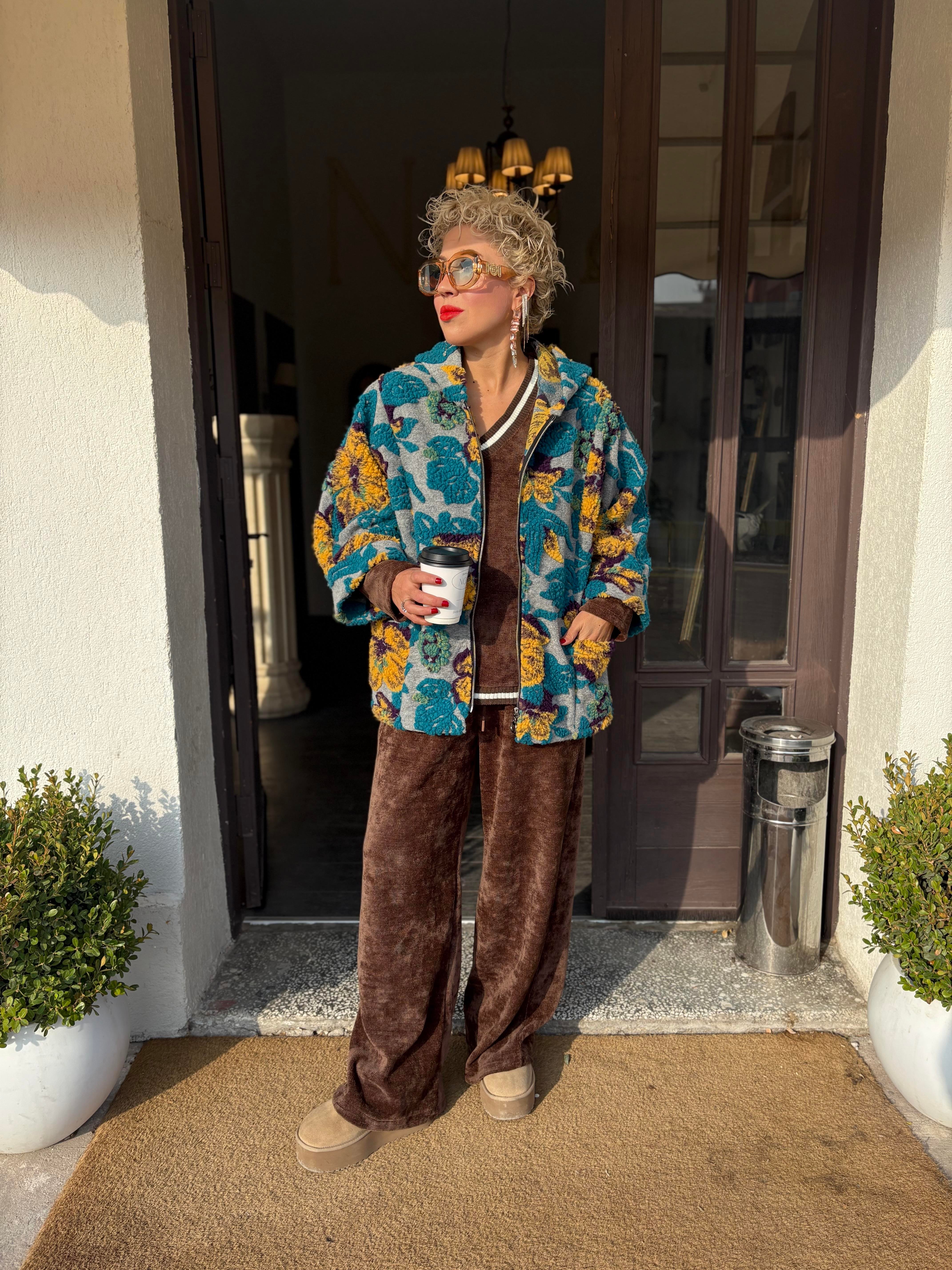 İthal Kapşonlu Kısa Keçe Ceket 6