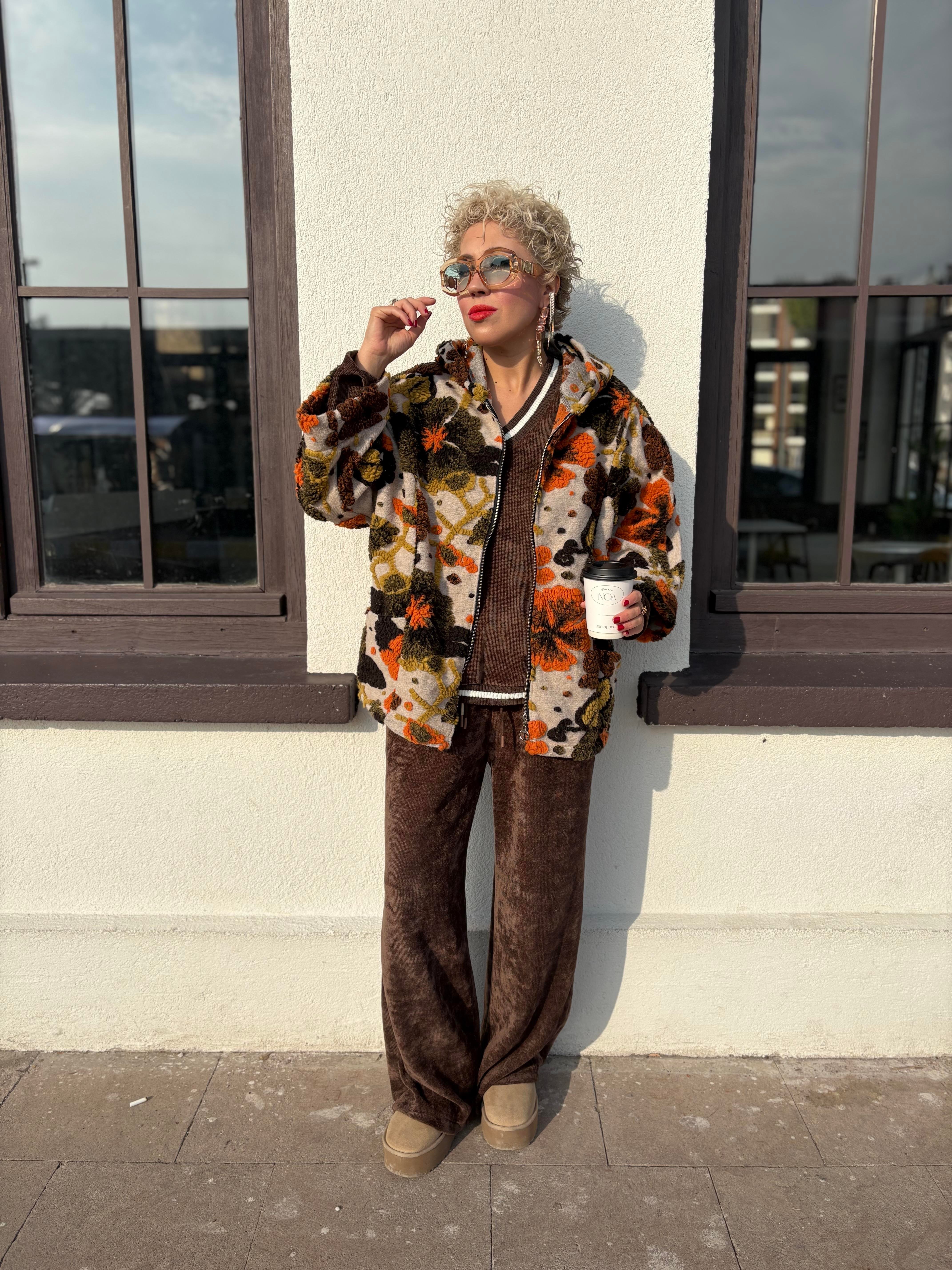 İthal Kapşonlu Kısa Keçe Ceket 7