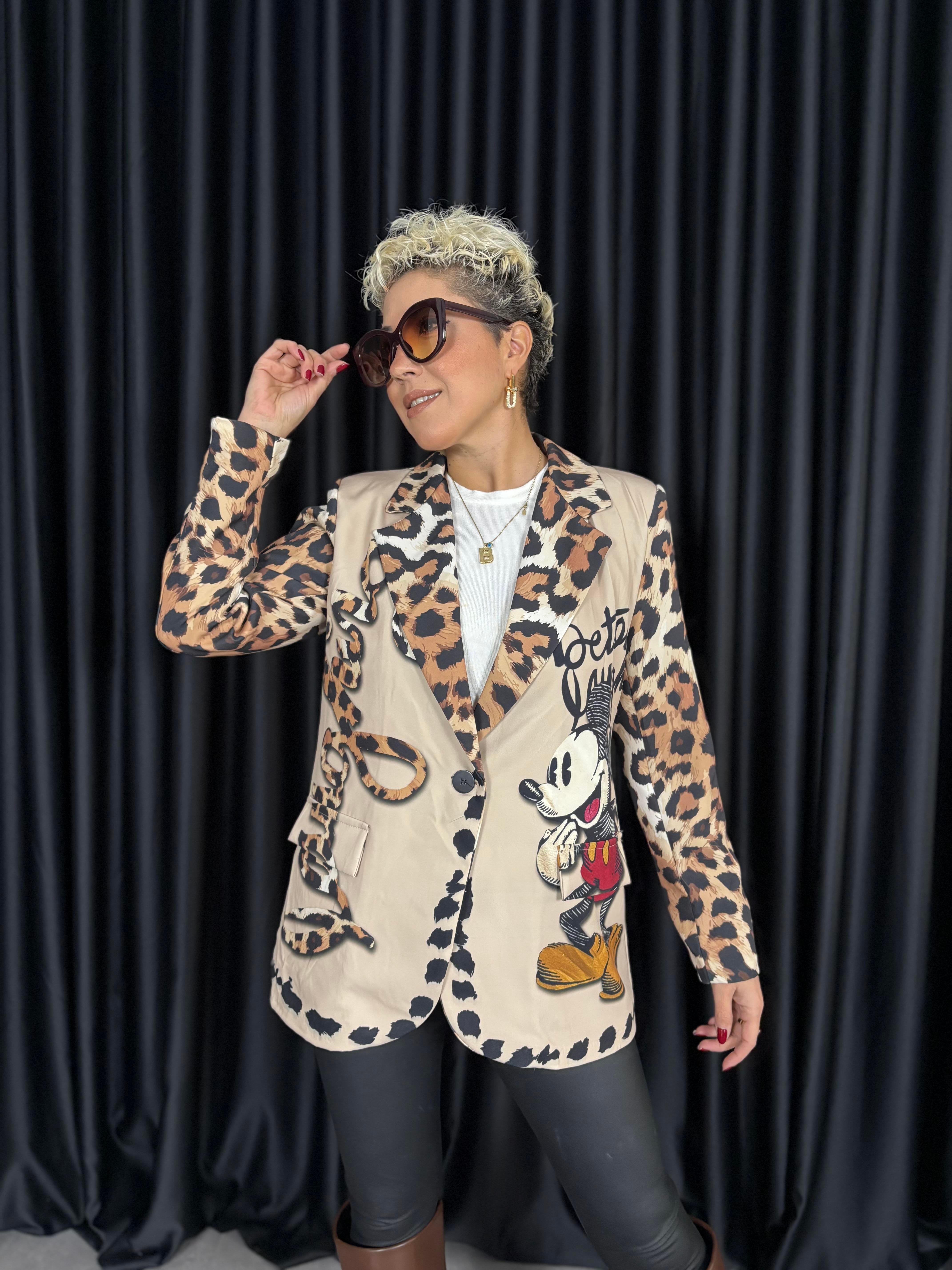 İthal Mickey'li Blazer Ceket