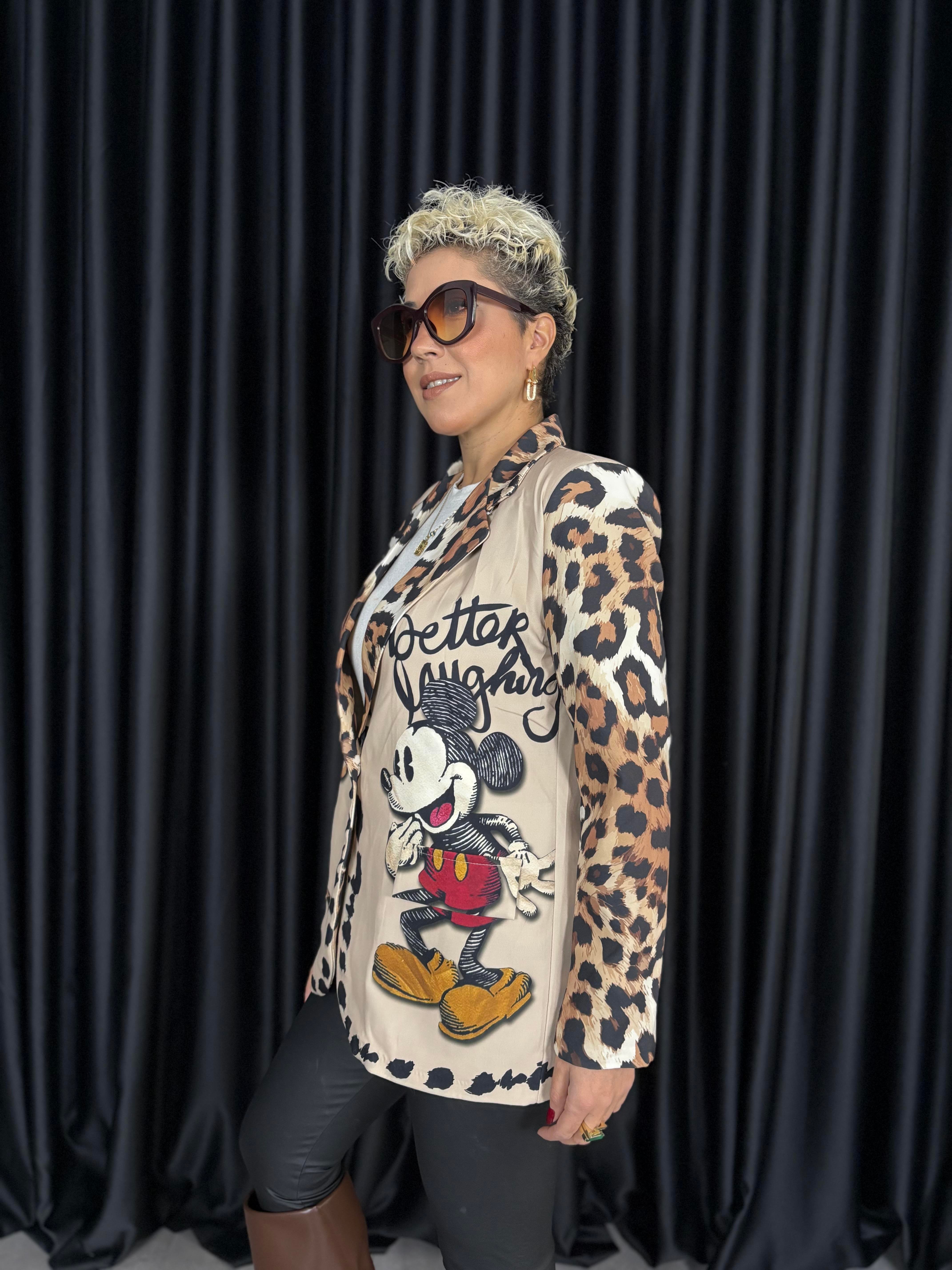 İthal Mickey'li Blazer Ceket