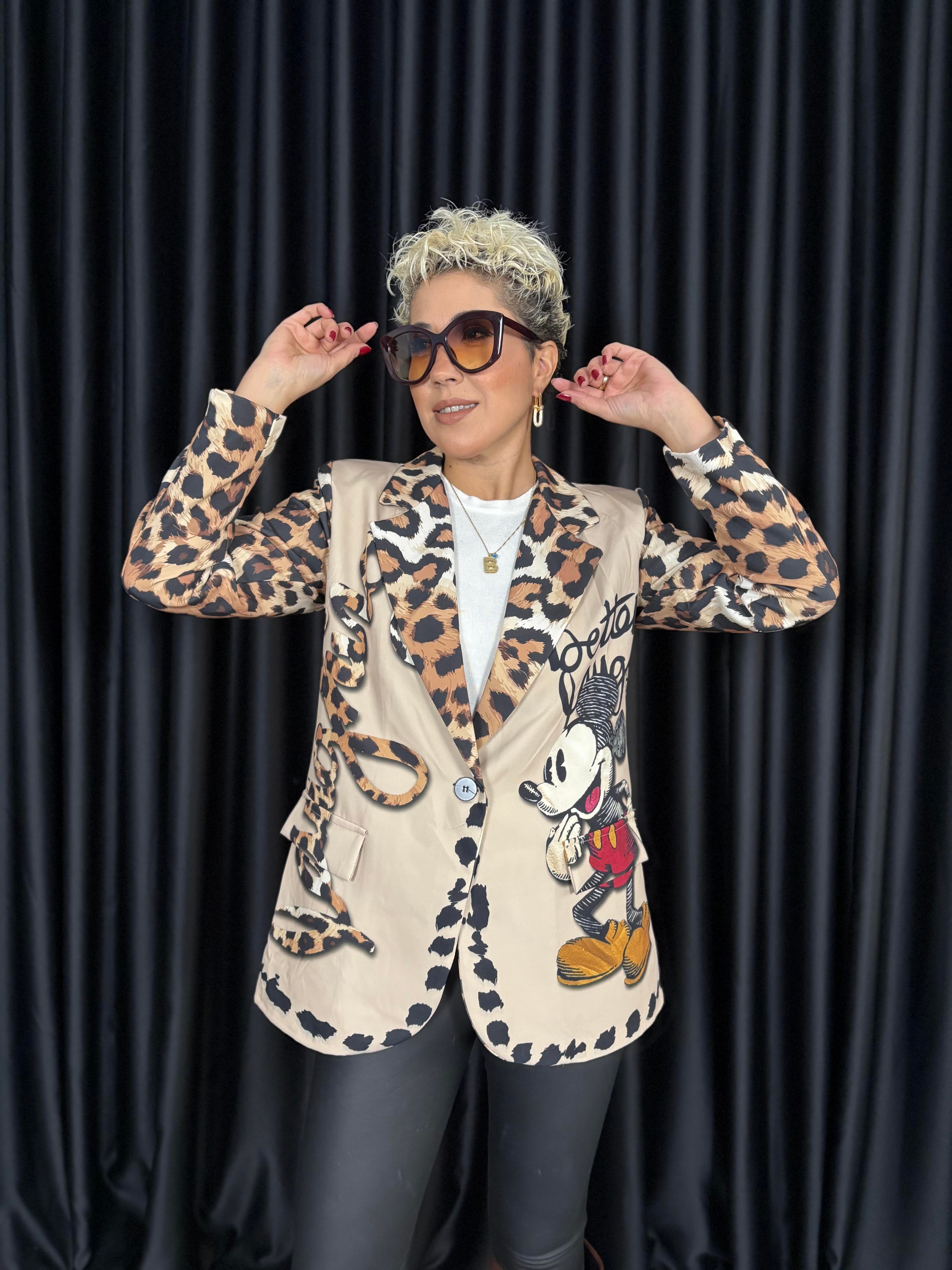 İthal Mickey'li Blazer Ceket