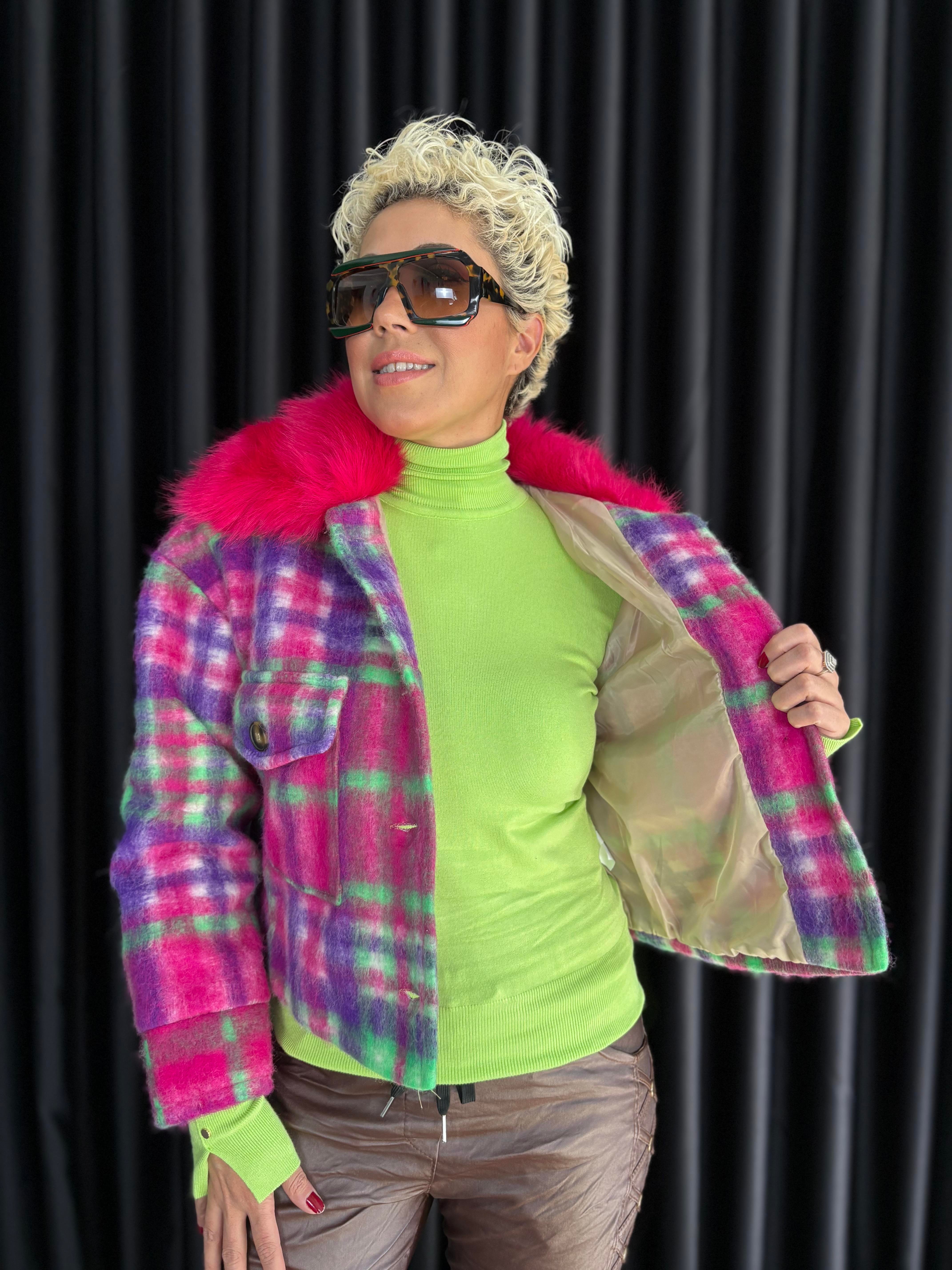 İthal Pembe Kürklü Mont 2