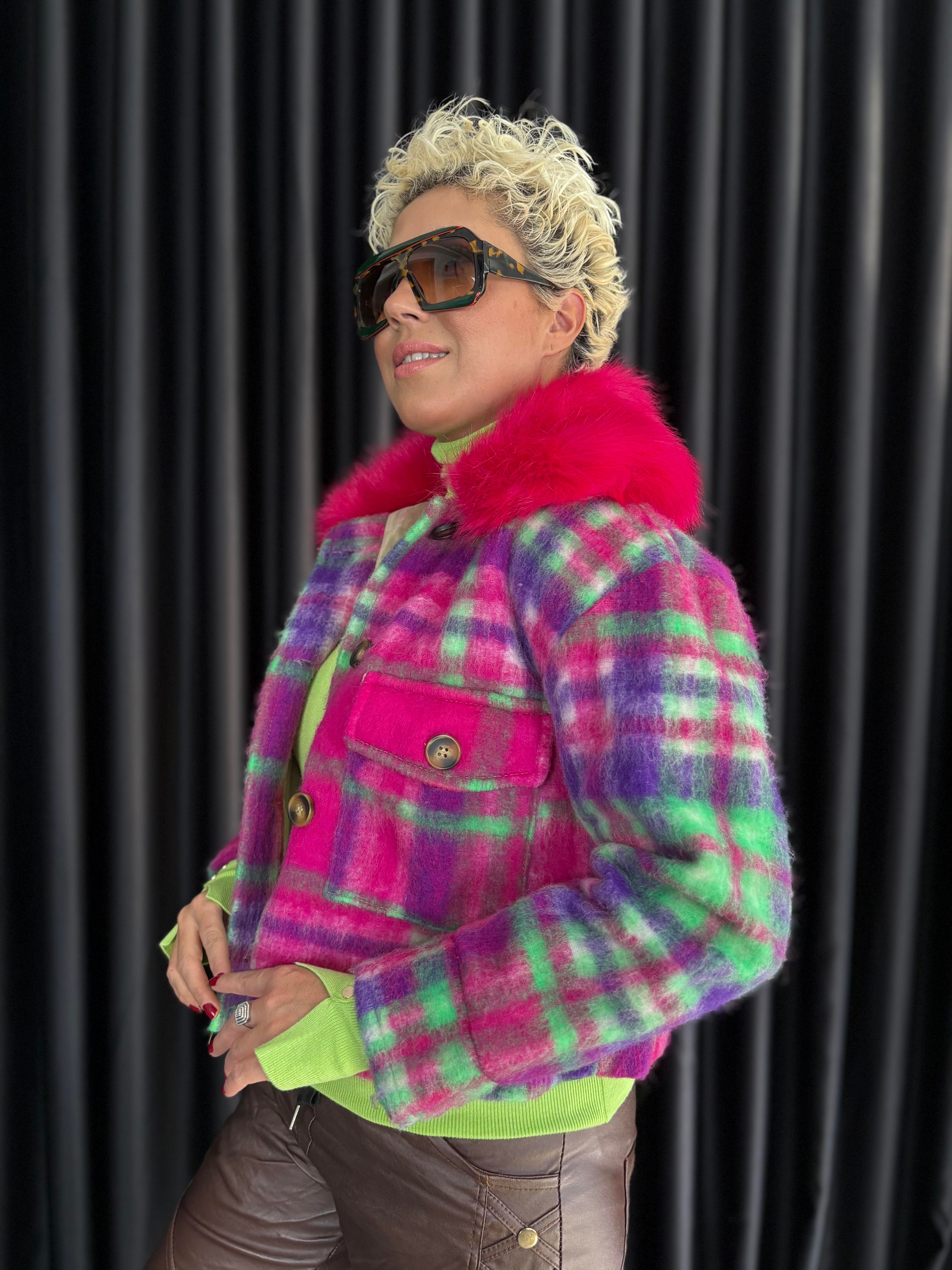 İthal Pembe Kürklü Mont 2