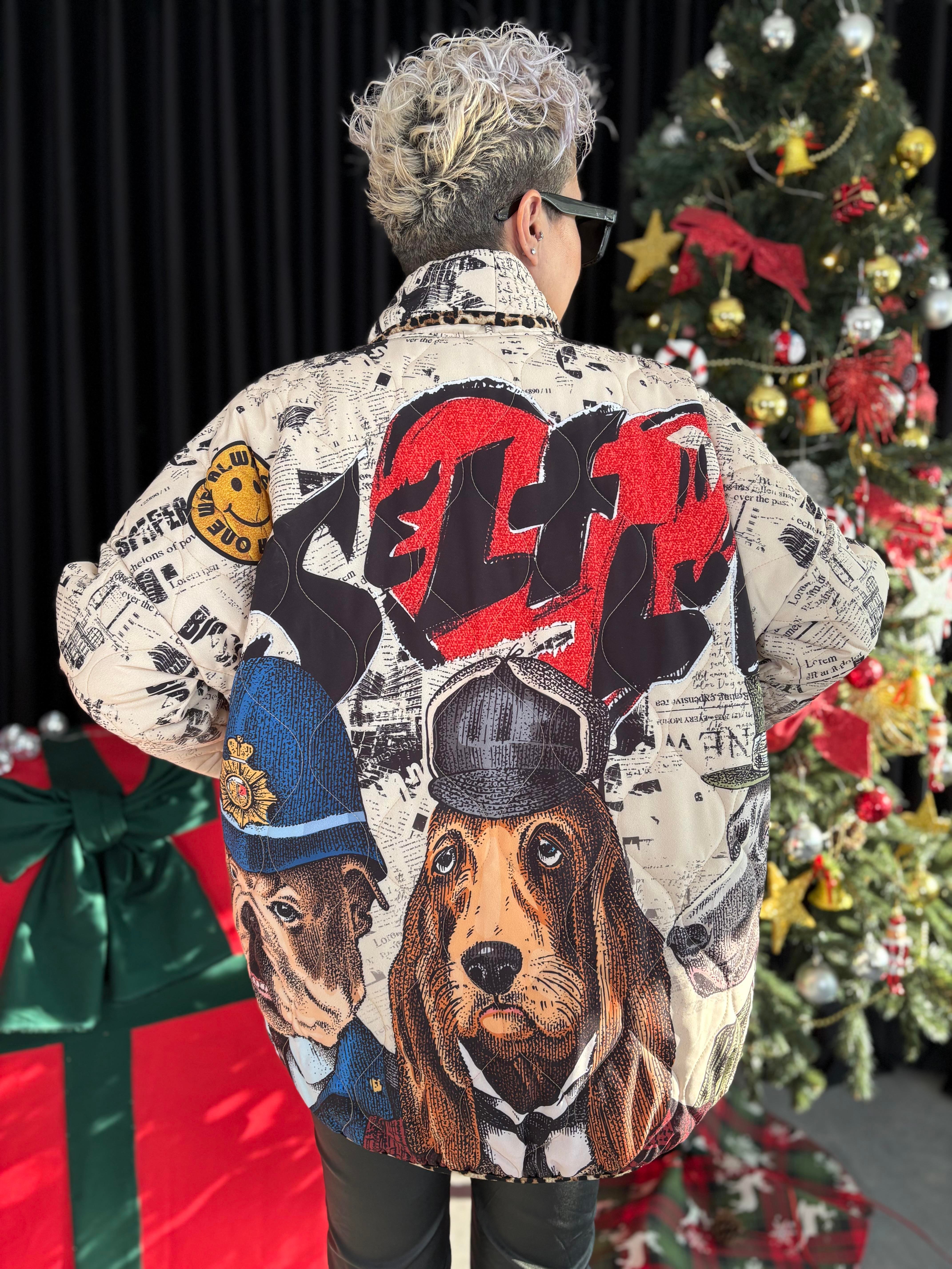 İthal Tasarım Patchwork Desen Kapitone Mont