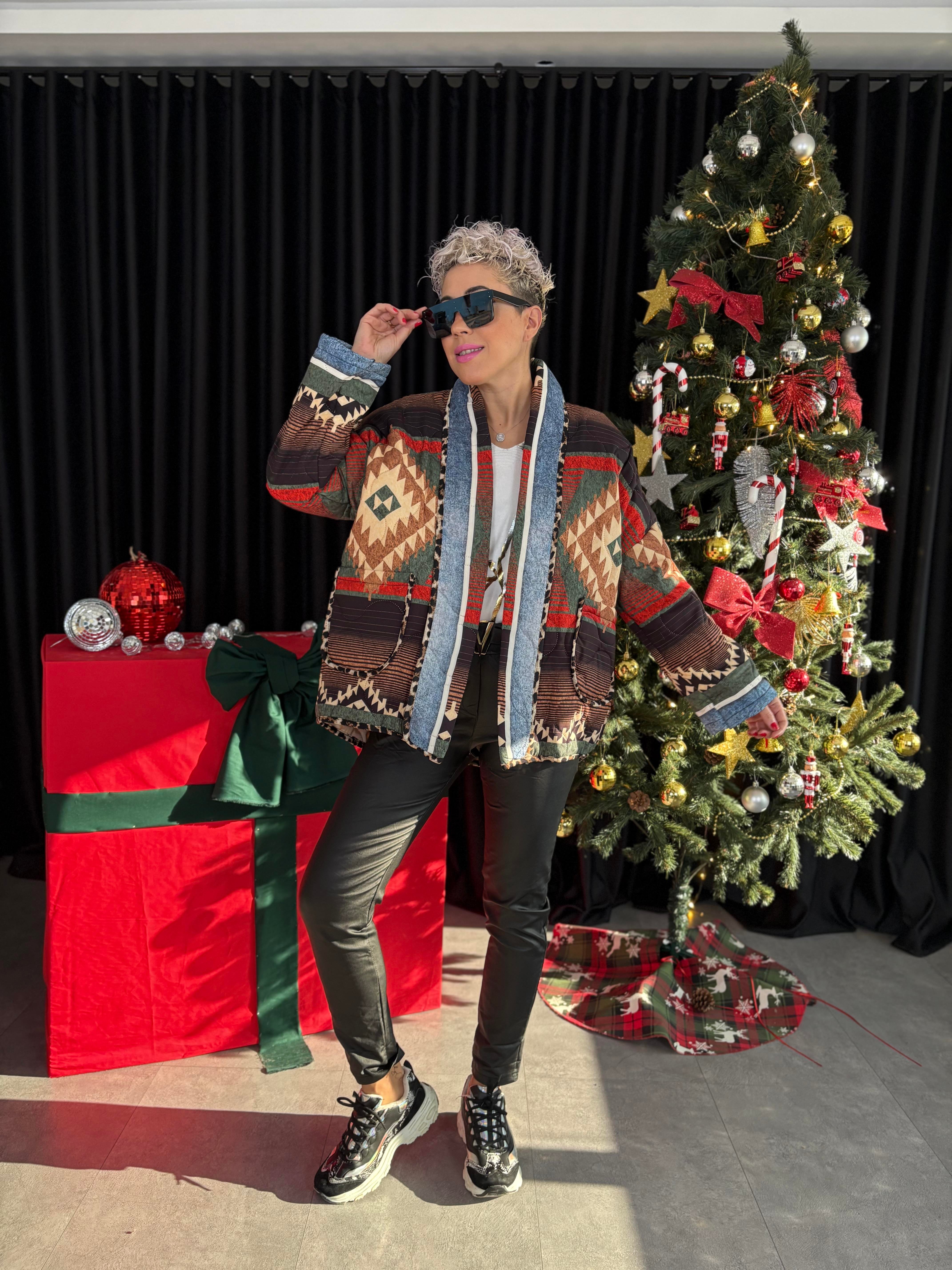 İthal Tasarım Patchwork Kapitone Mont