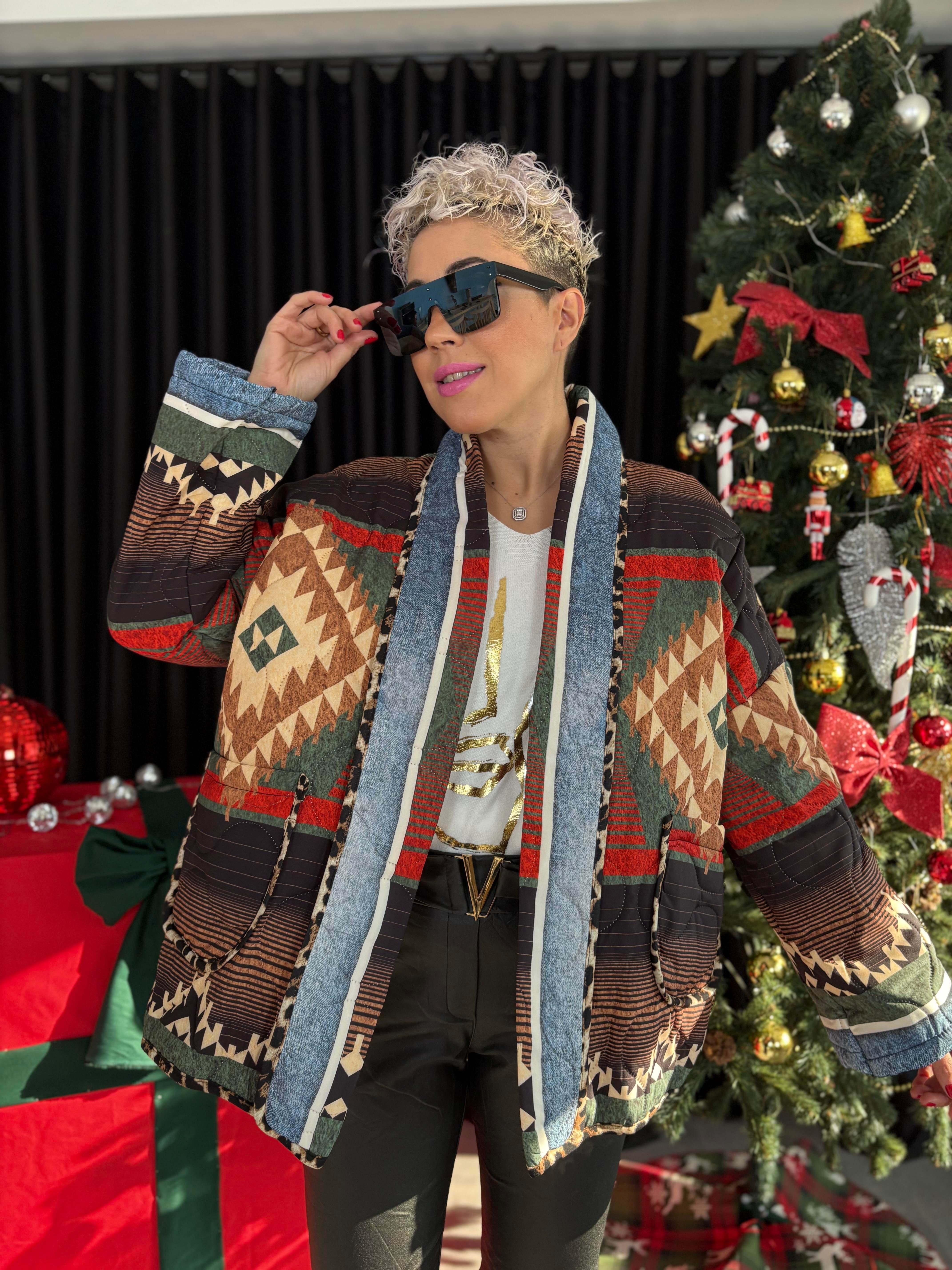 İthal Tasarım Patchwork Kapitone Mont