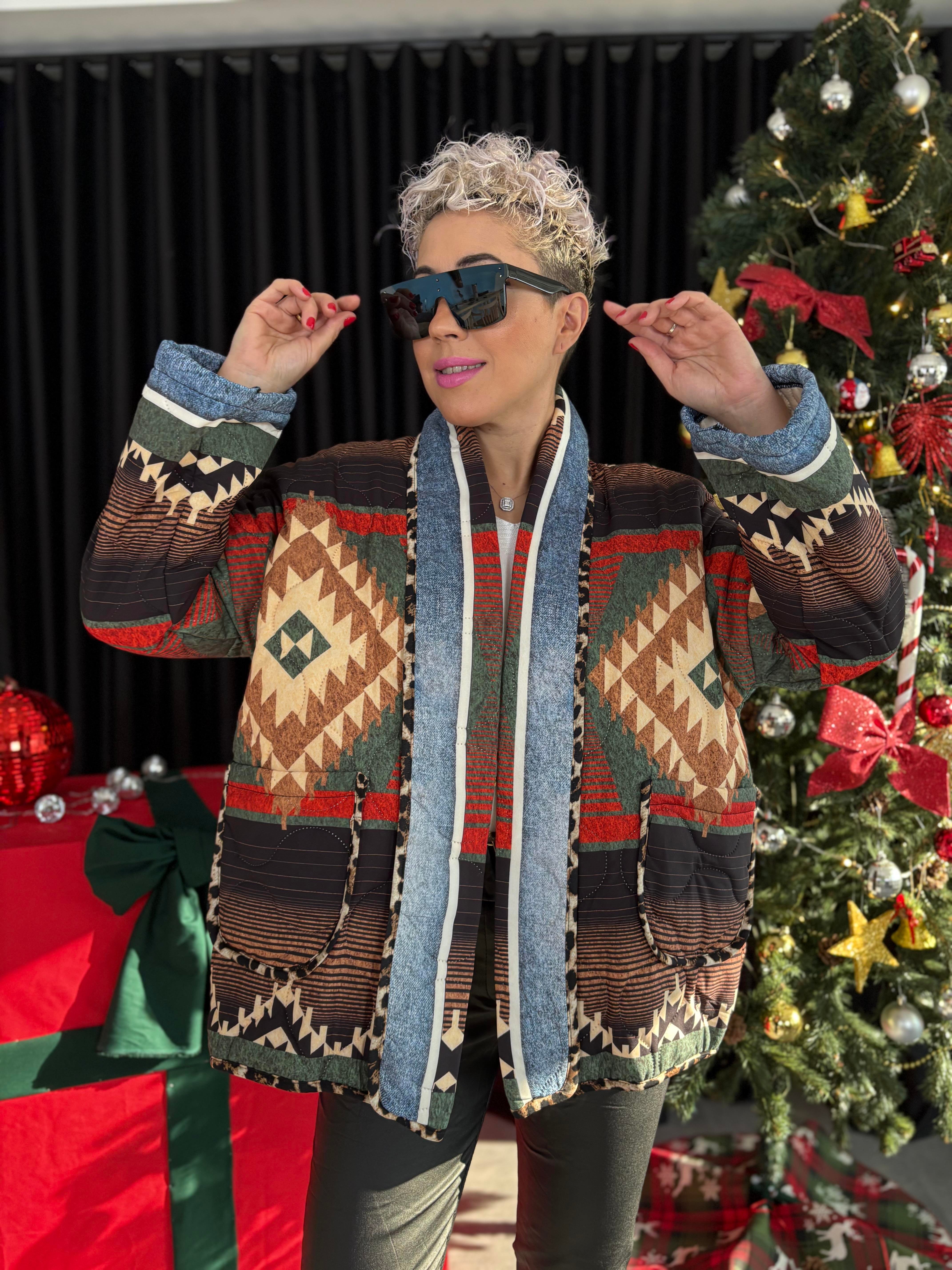 İthal Tasarım Patchwork Kapitone Mont