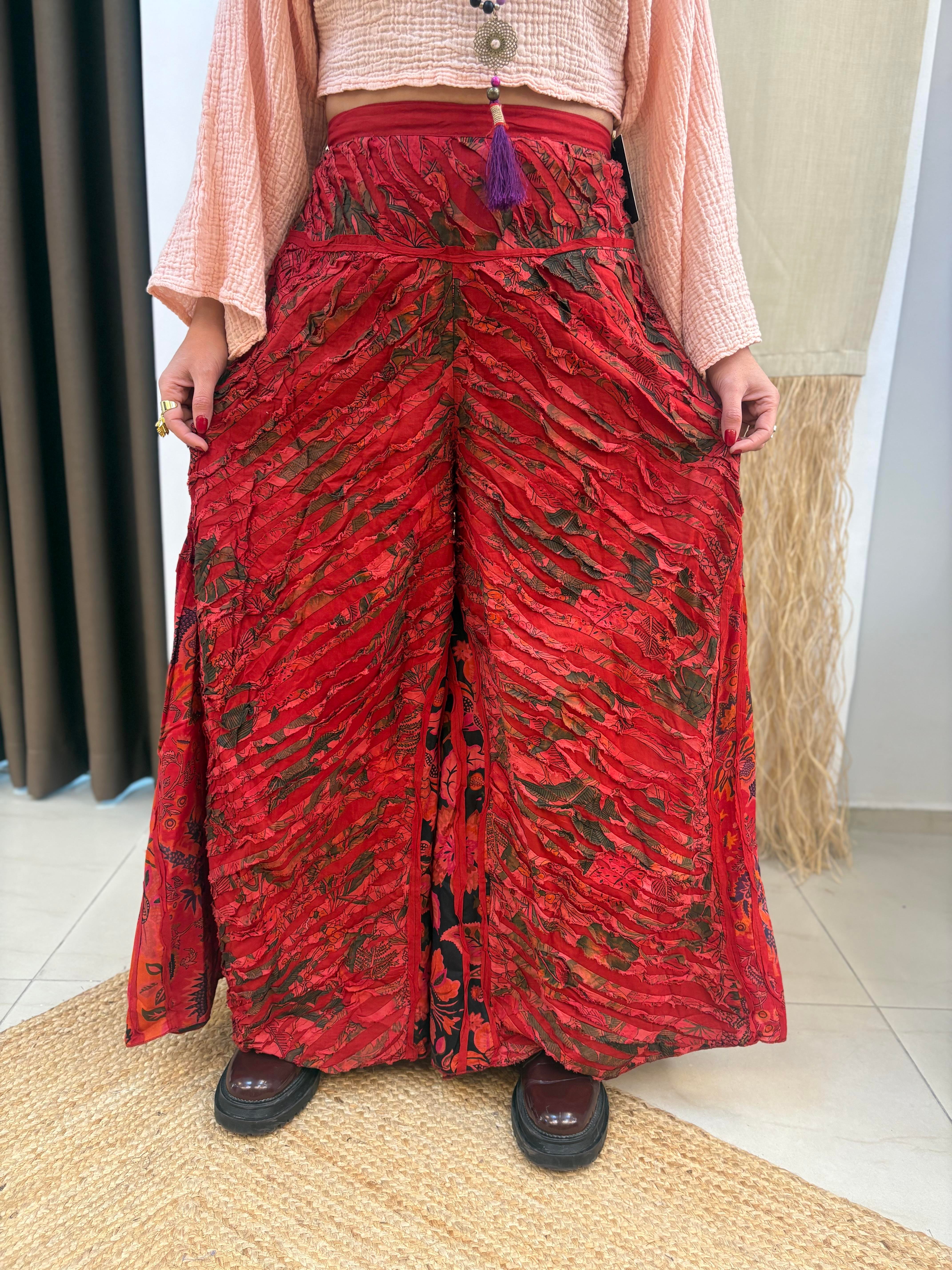 Kırmızı Hint Pantolon Etek