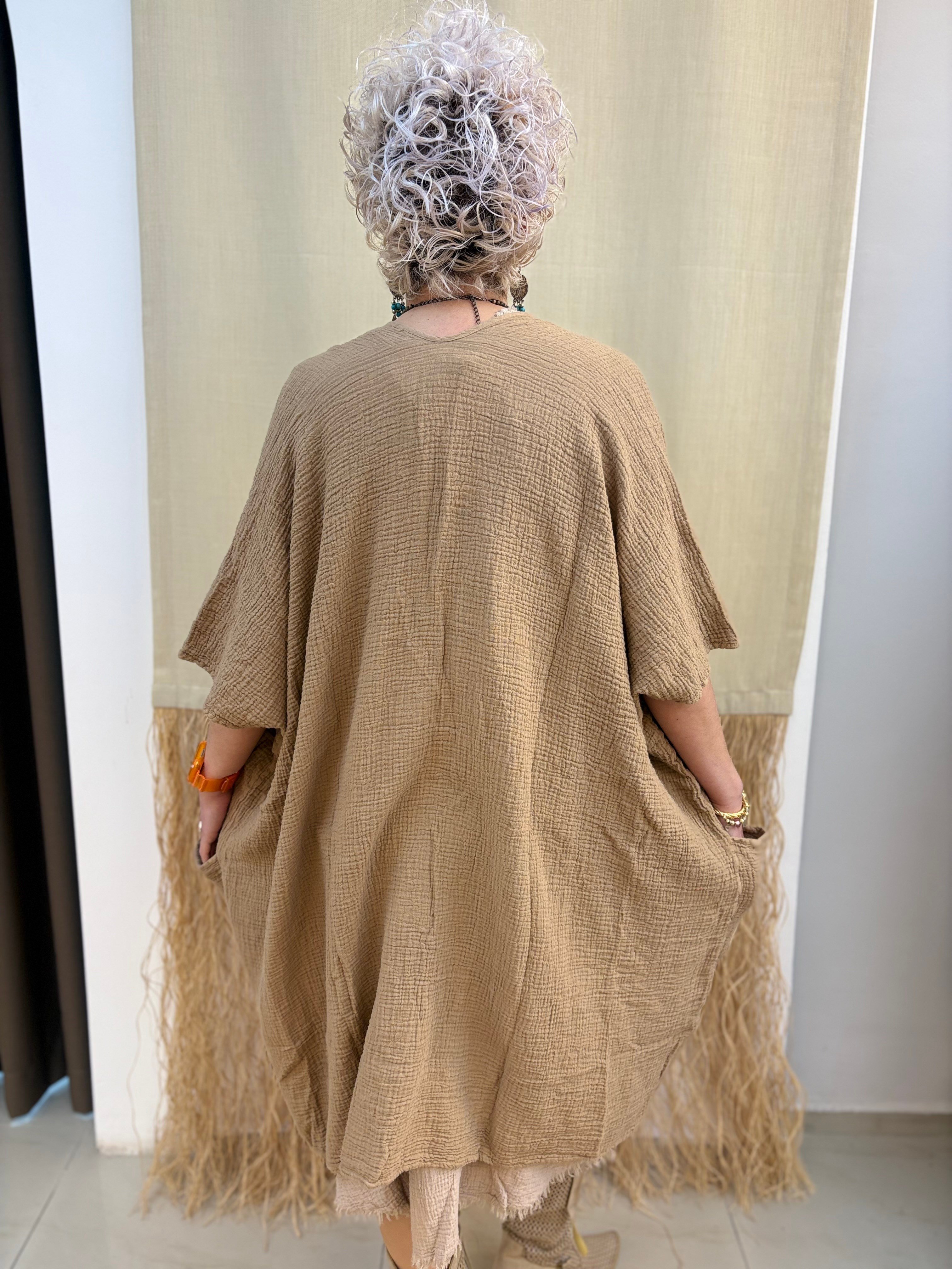 Müslin Camel Kimono Ceket