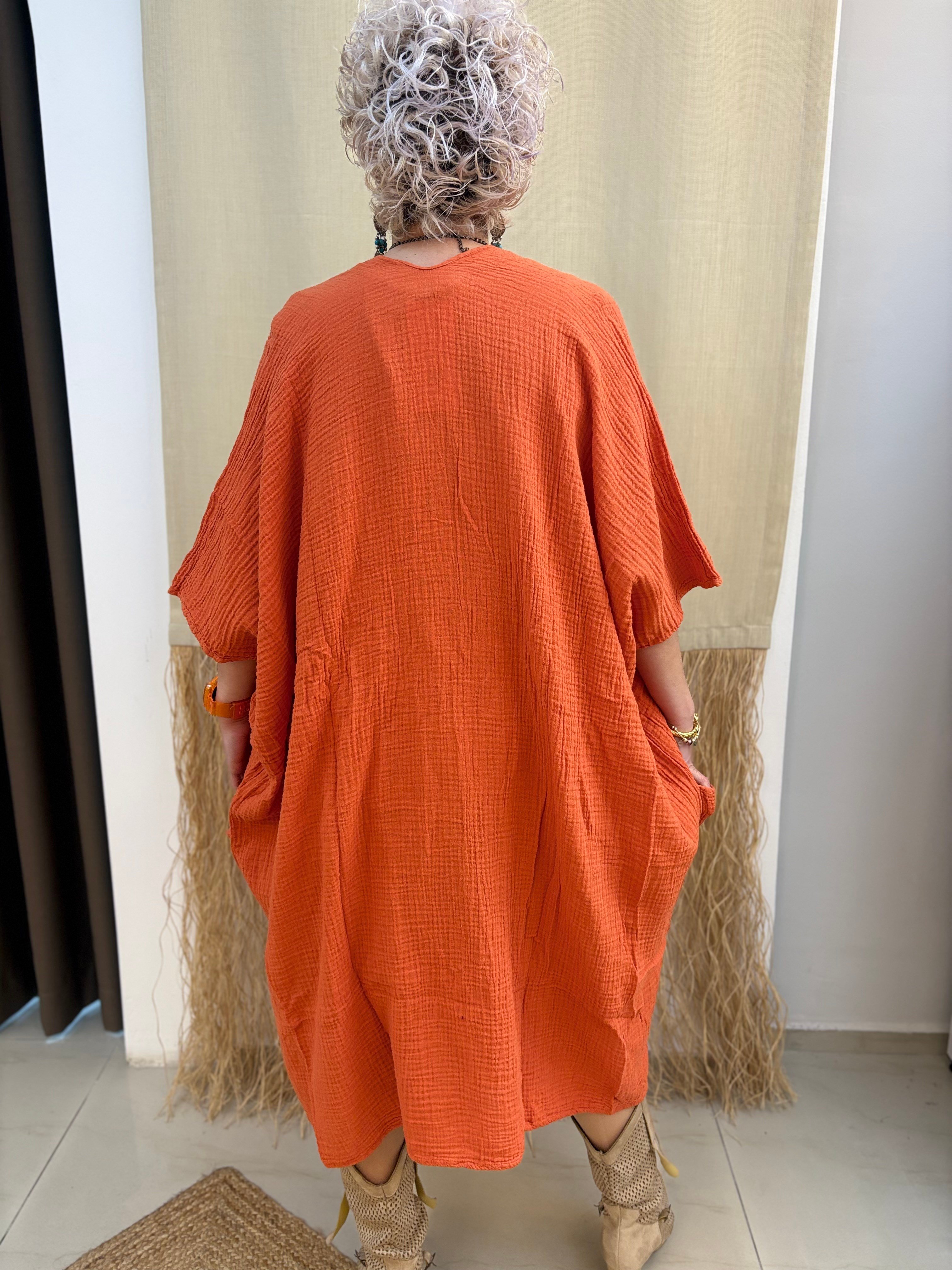 Müslin Kiremit Kimono Ceket