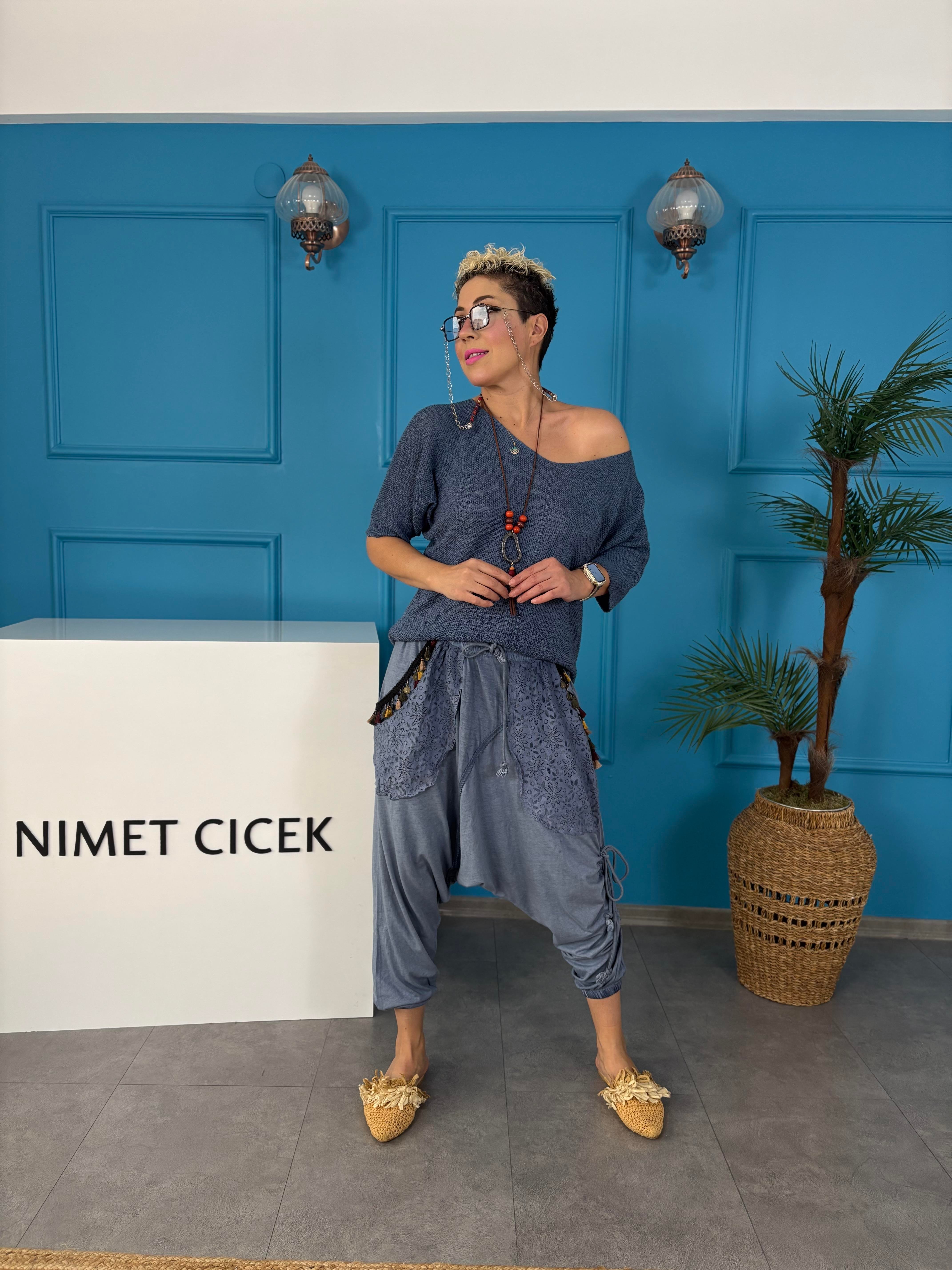 Pamuklu Mavi Şalvar