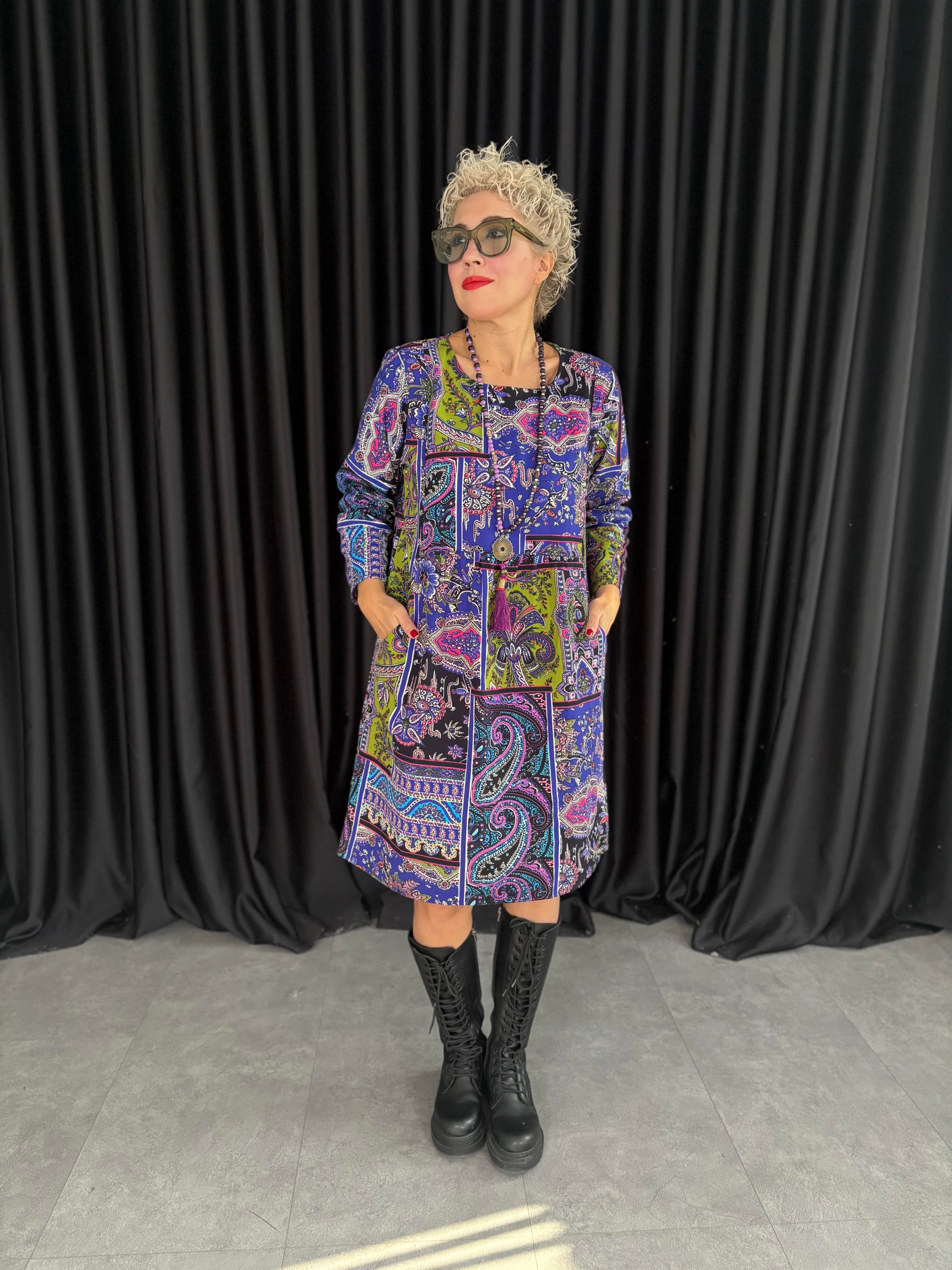 Patchwork Desen Pazen Elbise 1