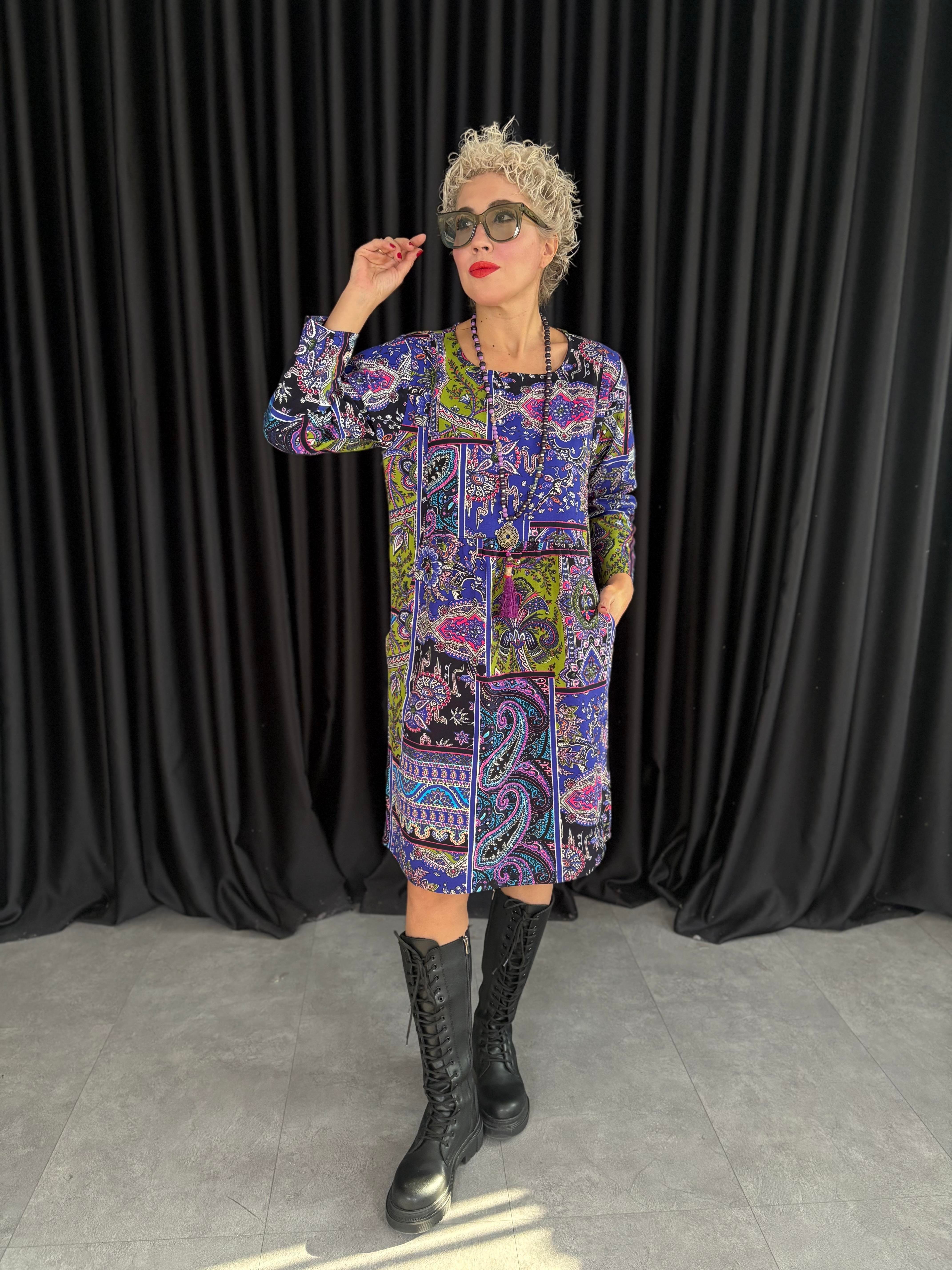 Patchwork Desen Pazen Elbise 1