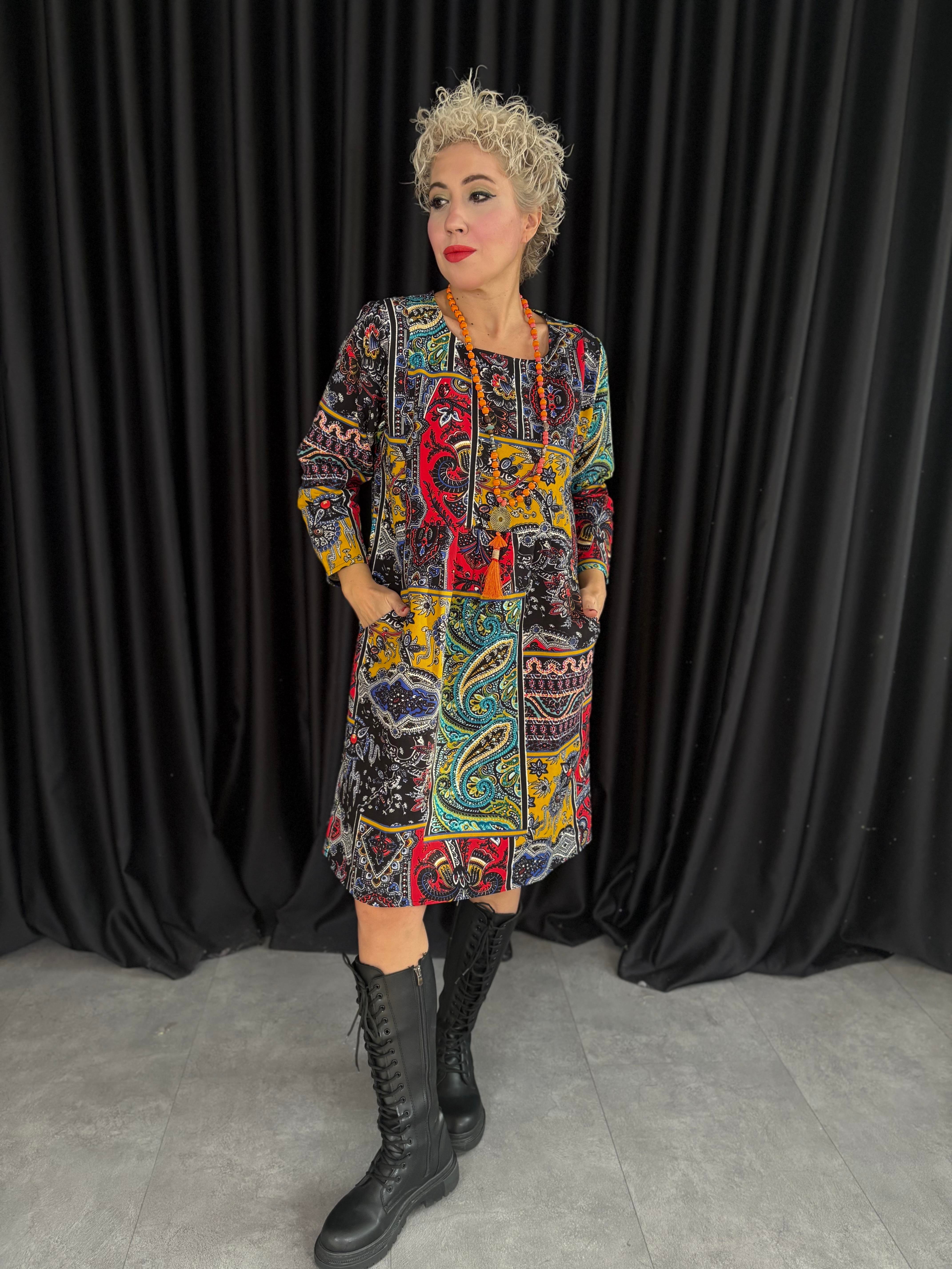 Patchwork Desen Pazen Elbise 2