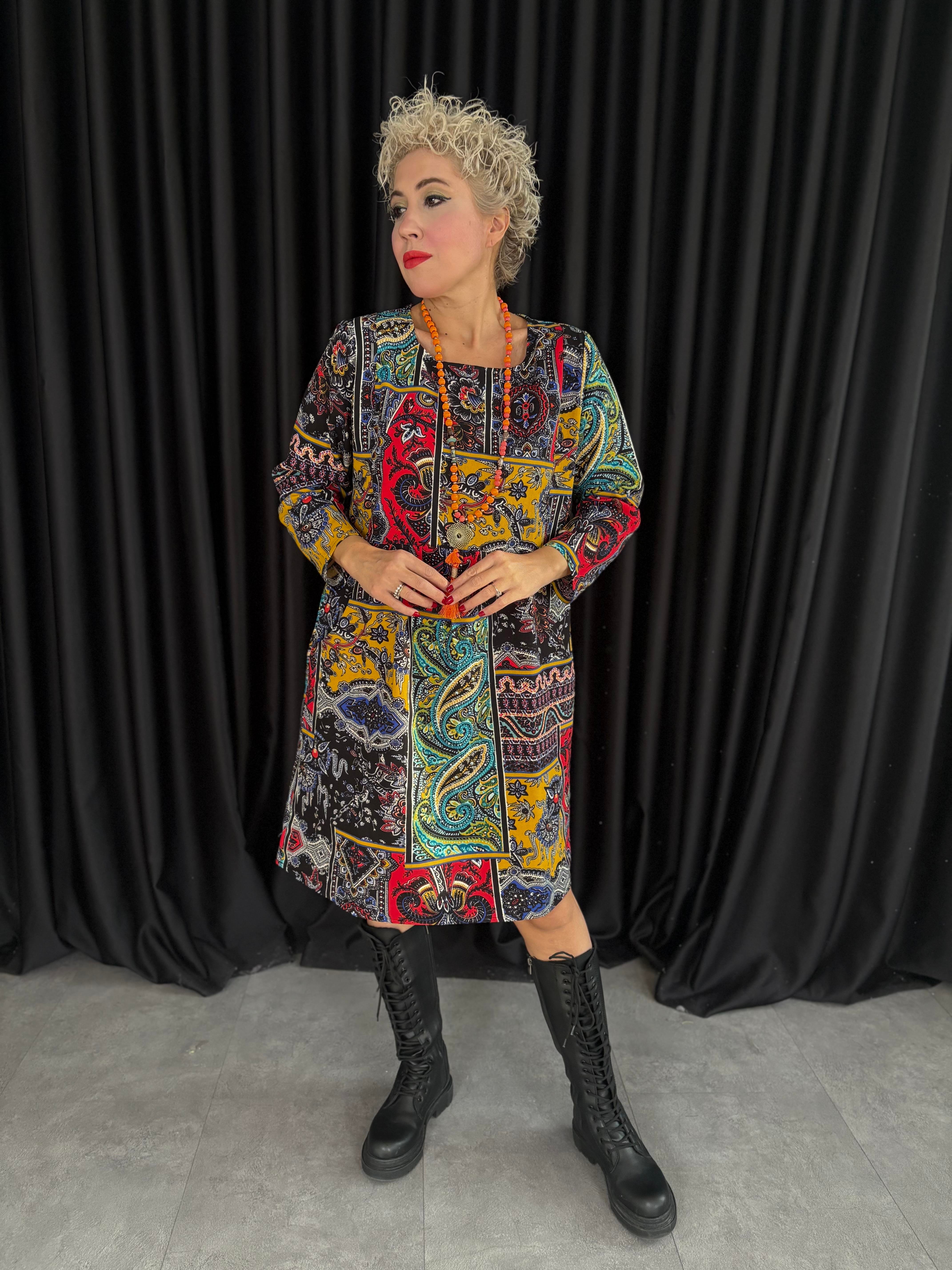 Patchwork Desen Pazen Elbise 2