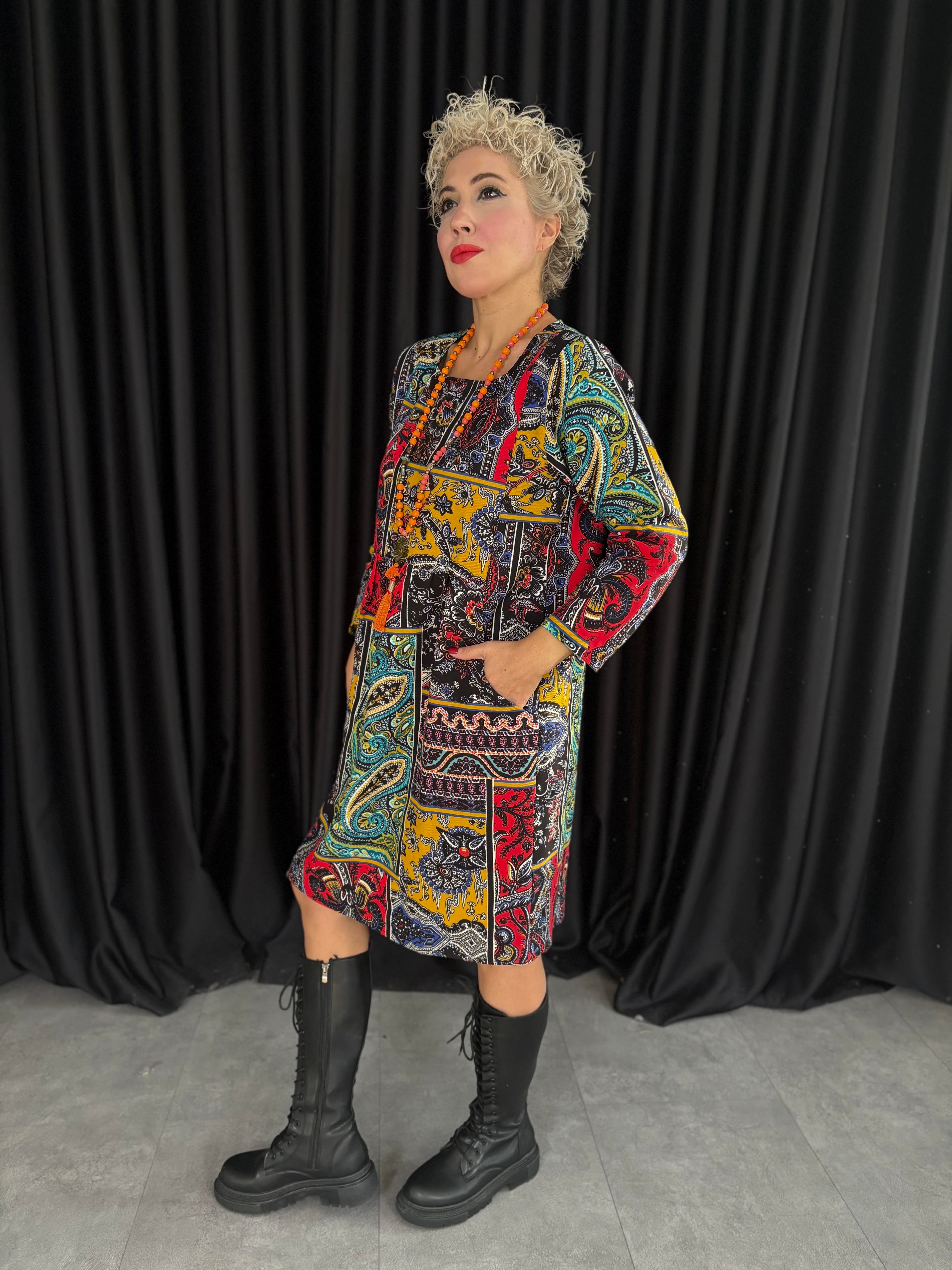 Patchwork Desen Pazen Elbise 2